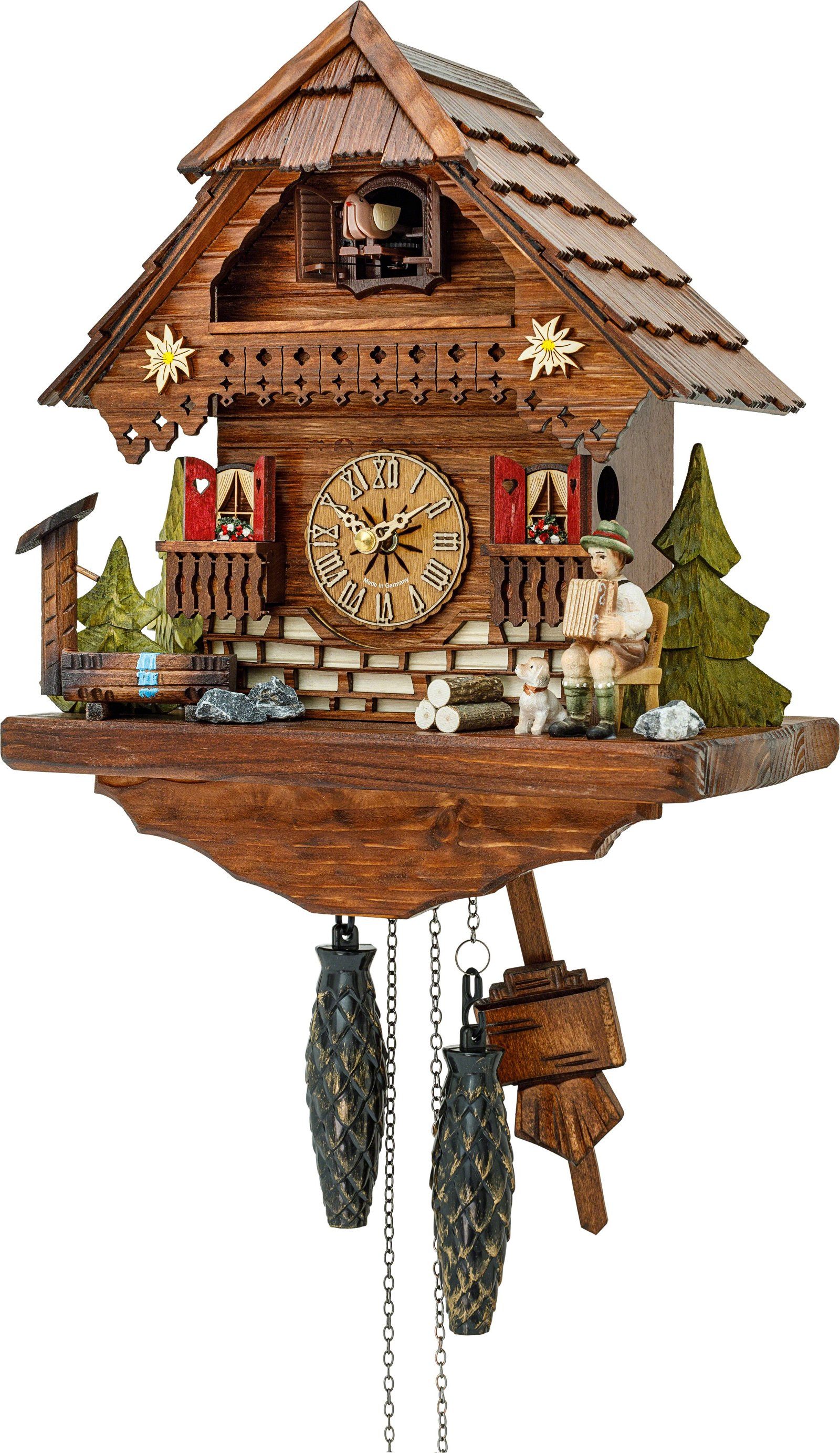 Hekas Wanduhr Kuckucksuhr Chalet-Stil Quarz-Uhrwerk 29cm von Hekas