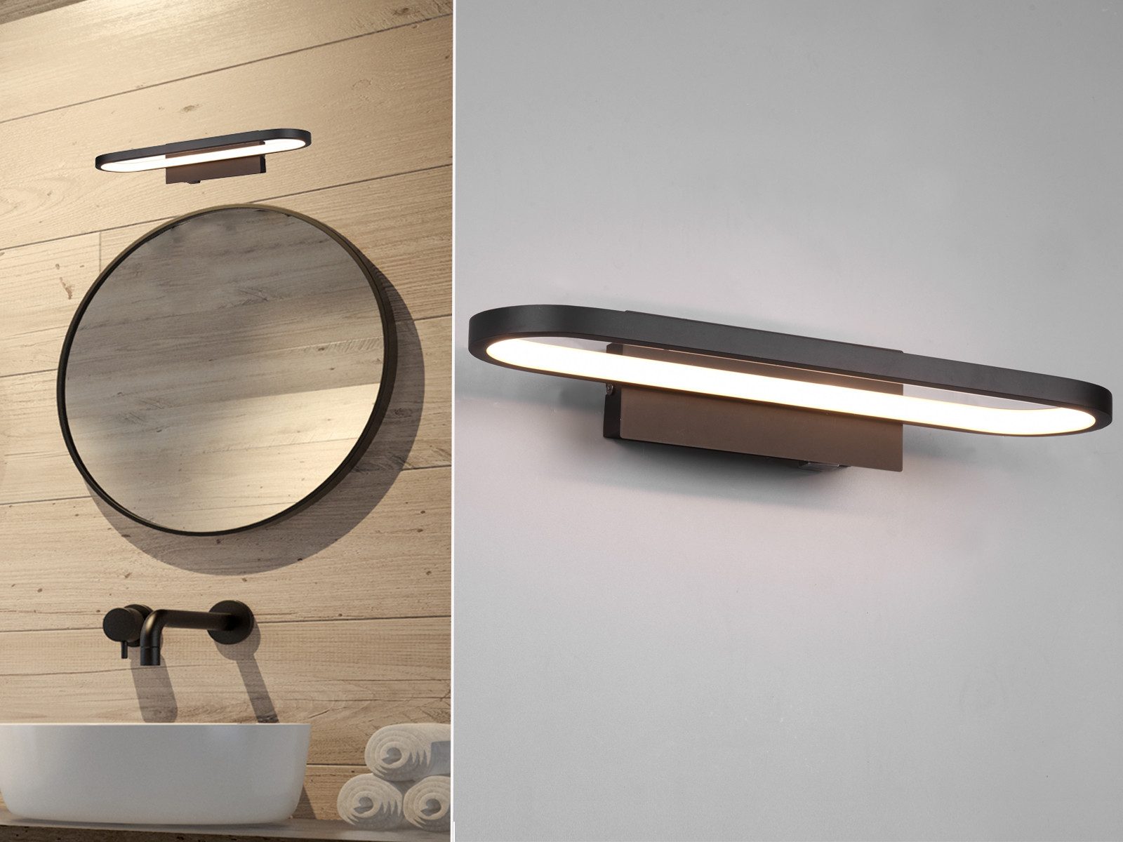 TRIO Leuchten LED Wandleuchte, LED fest integriert, Warmweiß, Ovale Bad-Lam günstig online kaufen