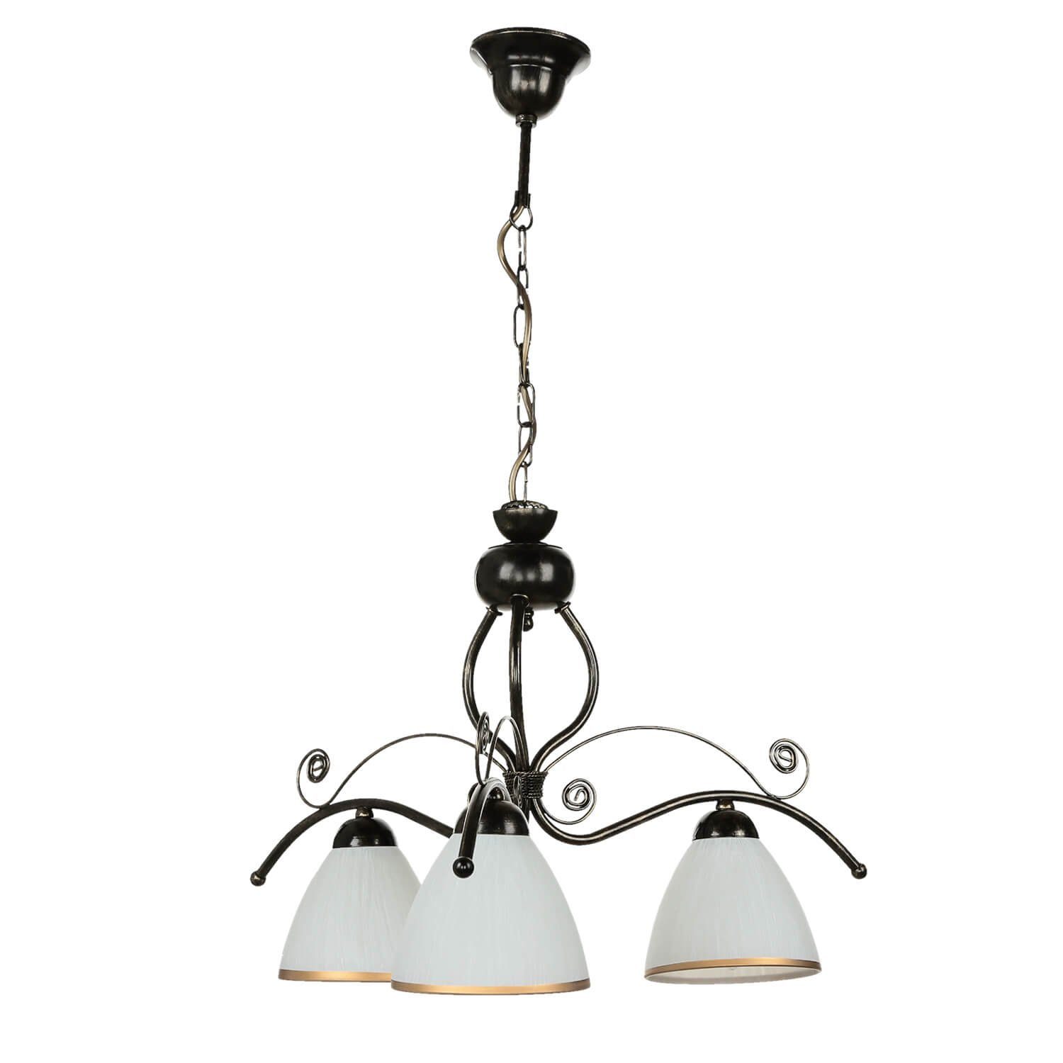 Licht-Erlebnisse Pendelleuchte NARELLA, ohne Leuchtmittel, Hängeleuchte Shabby Schwarz Weiß E27 Glas Metall Jugendstil Hängelampe