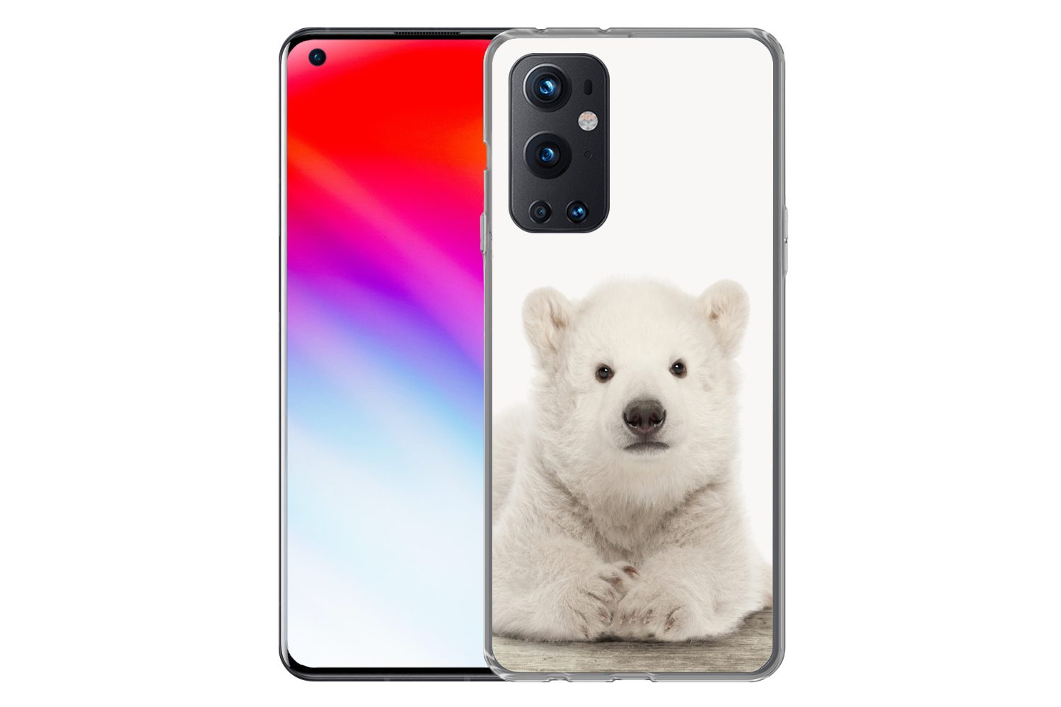 MuchoWow Handyhülle für OnePlus 9 Pro Eisbär - Tiere - Kinder - Weiß - Jungen - Mädchen, Phone Case, Silikon, Schutzhülle Dünn