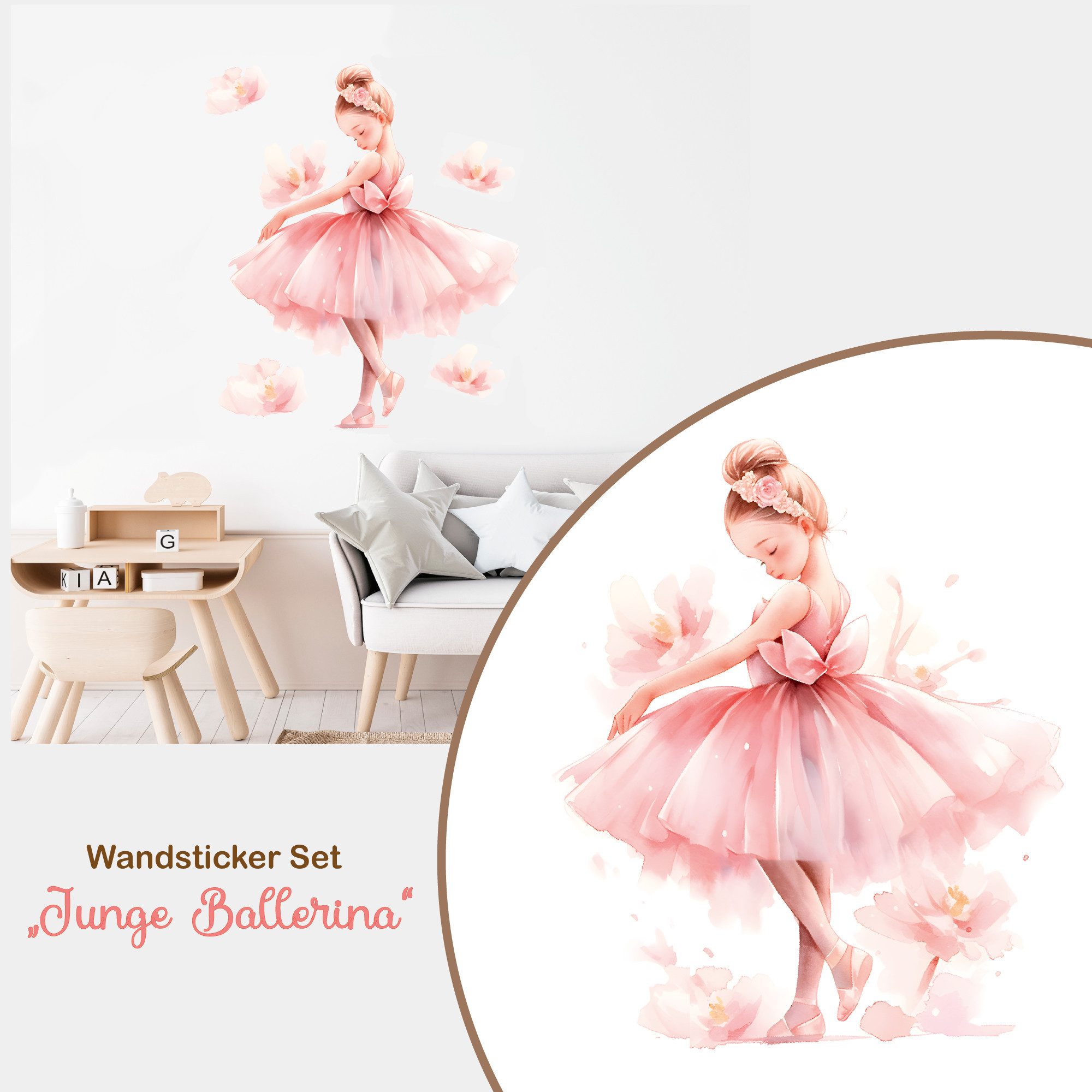 Olli&Elli.design Wandtattoo Zarte Ballerina mit Blumen günstig online kaufen