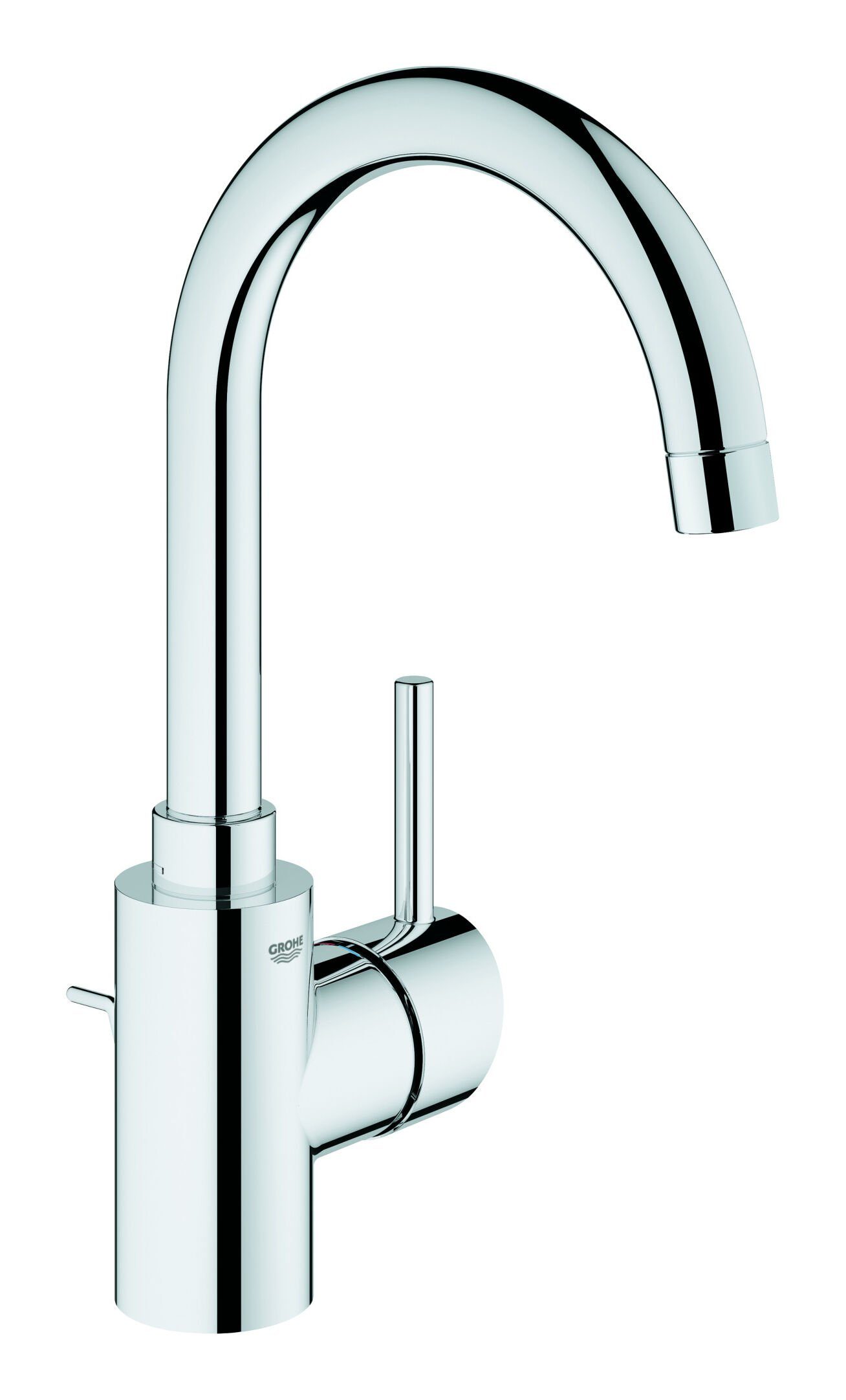Grohe Waschtischarmatur Concetto Einhand mit Bogenauslauf mit Zugstangen-Ablaufgarnitur L-Size - Chrom