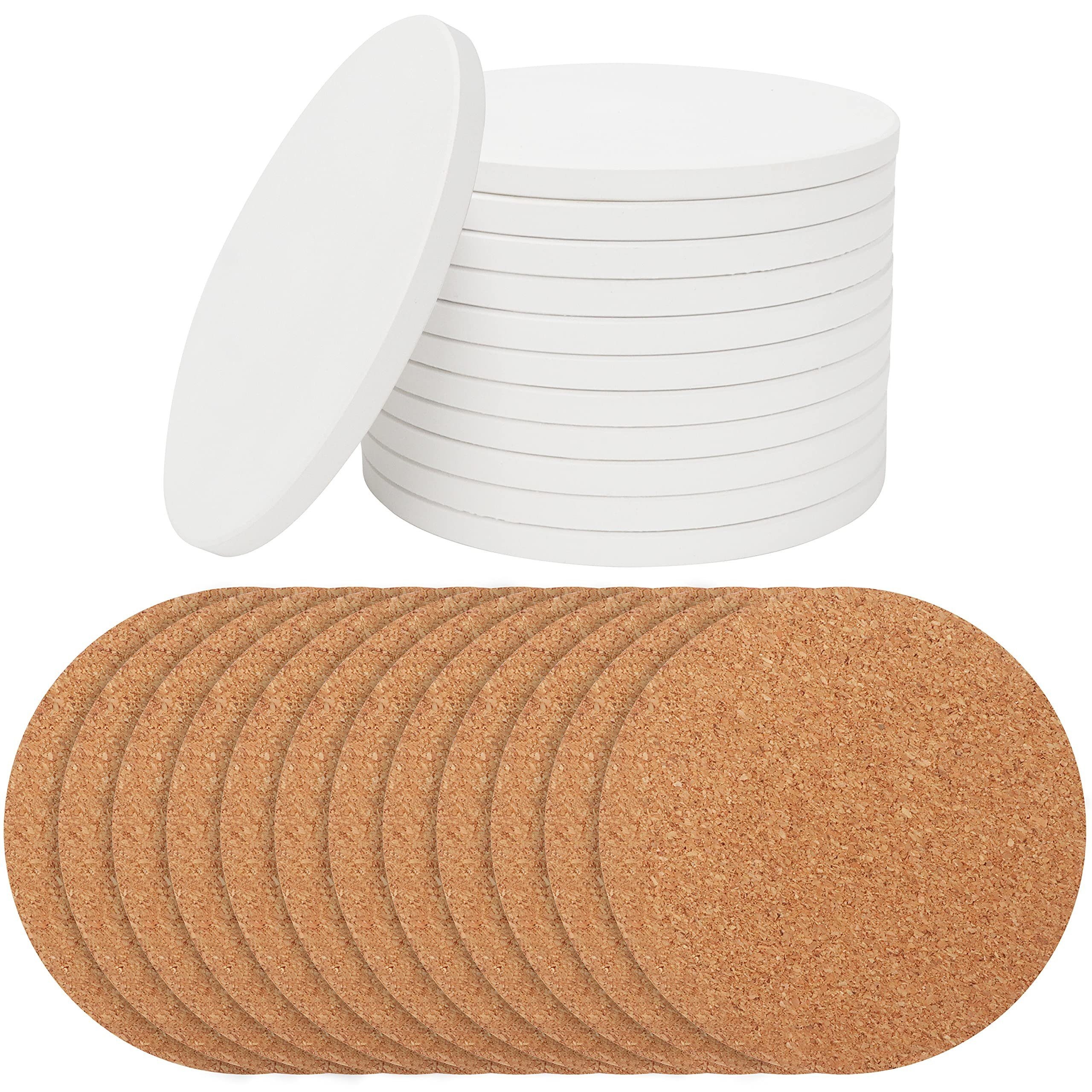 Belle Vous Getränkeuntersetzer Weiße Keramik Untersetzer (12 Stück) - 10,2 cm, 1-tlg., White Ceramic Coasters (12 pcs) - 10.2cm