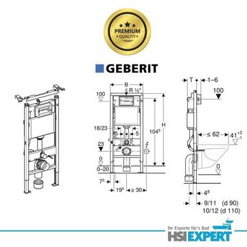 GEBERIT Vorwandelement WC Geberit Spülkasten Betätigungsplatte chrom Set, Spar-Set