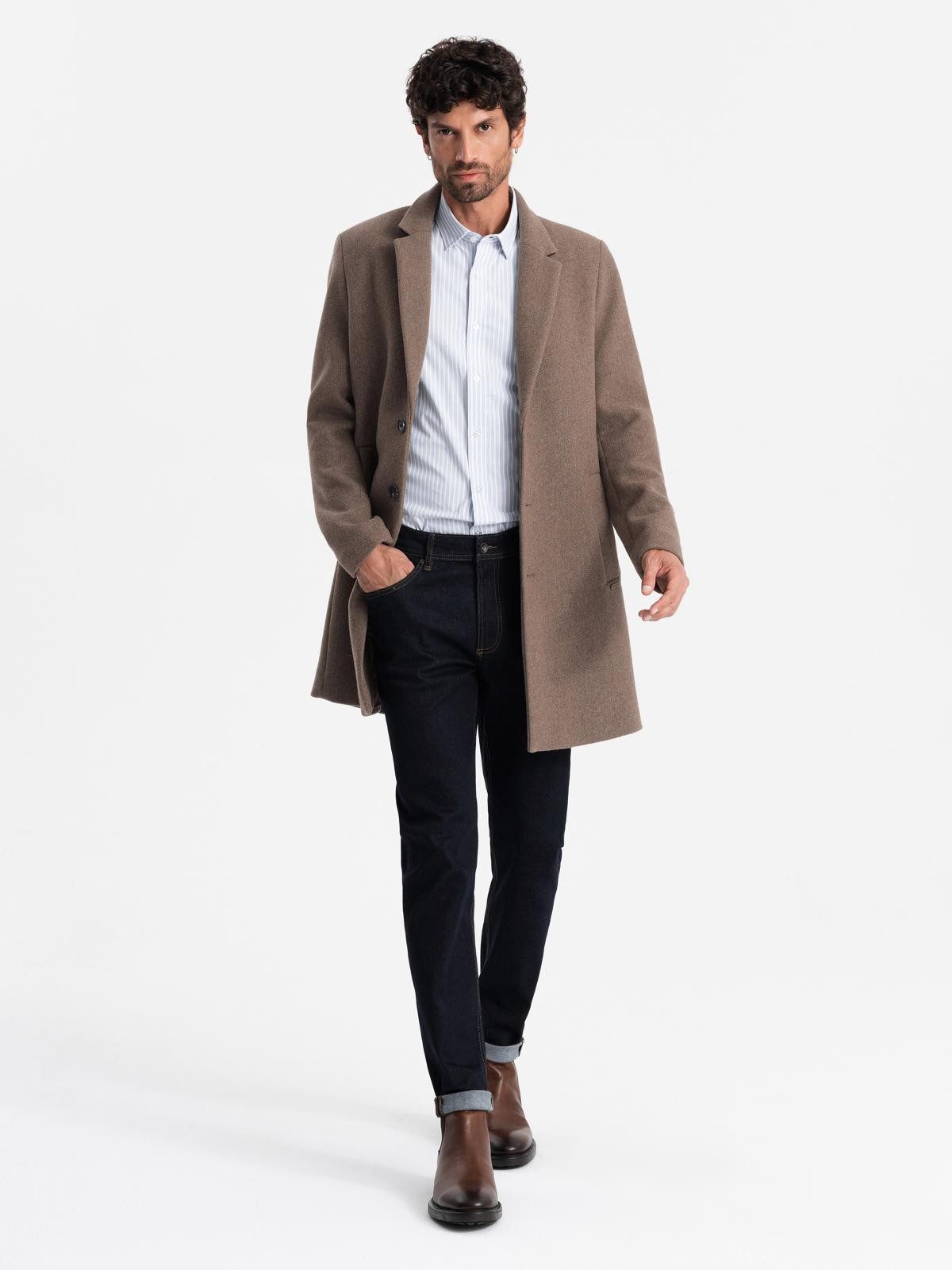 Wintermantel Eleganter einreihiger Herrenmantel mit Wollanteil
