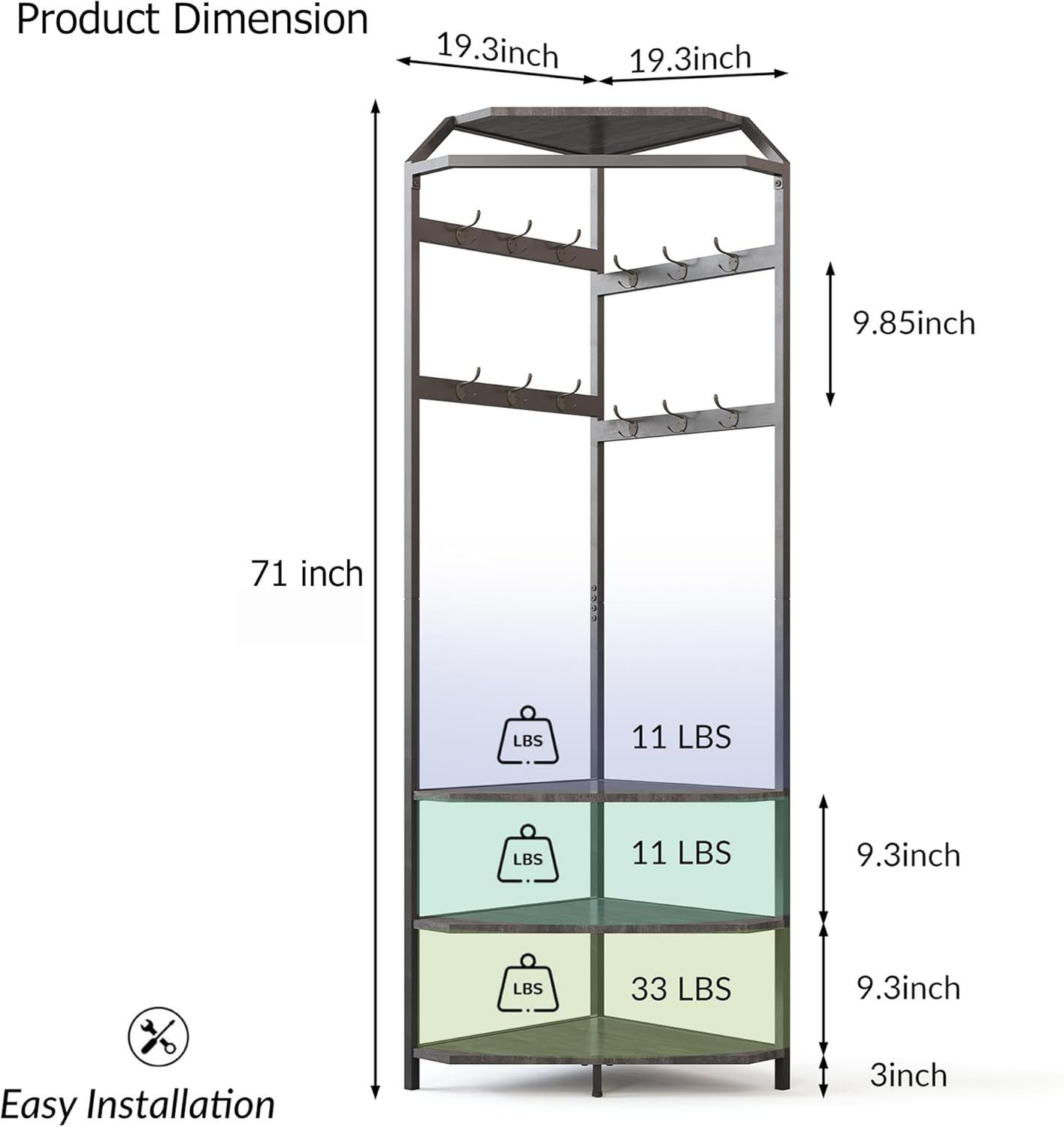 GarveeMore Garderobenständer Garderobenständer, Metall-Eckgarderobe Flurbau günstig online kaufen
