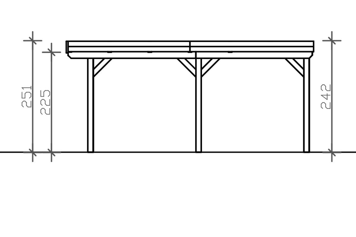 Skanholz Einzelcarport Grunewald, BxT: 427x554 mit Aluminiumdach cm, Einfahrtshöhe, cm 395
