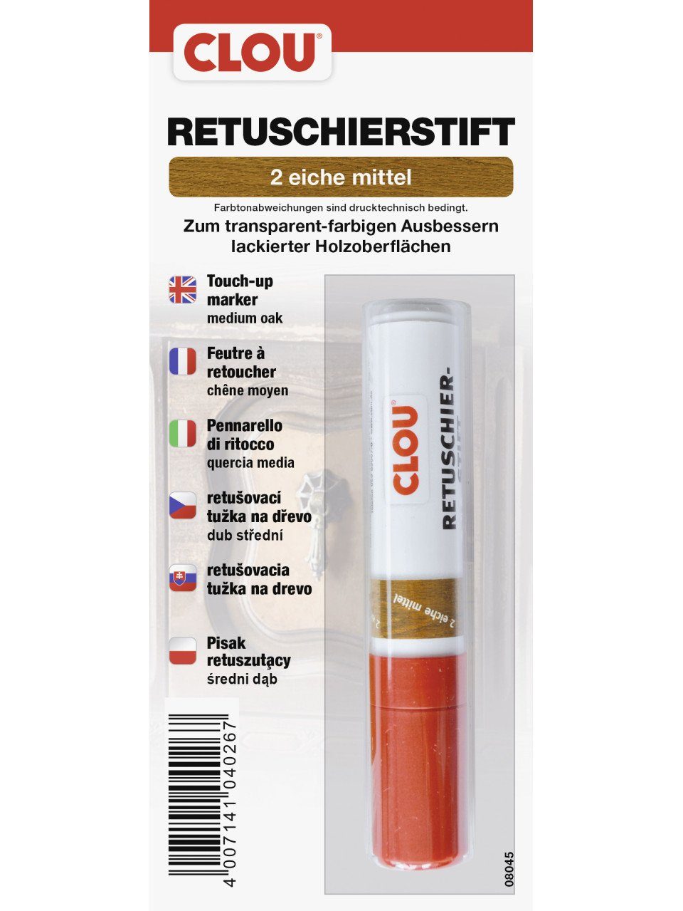CLOU Holzlack Clou Retuschierstift eiche mittel