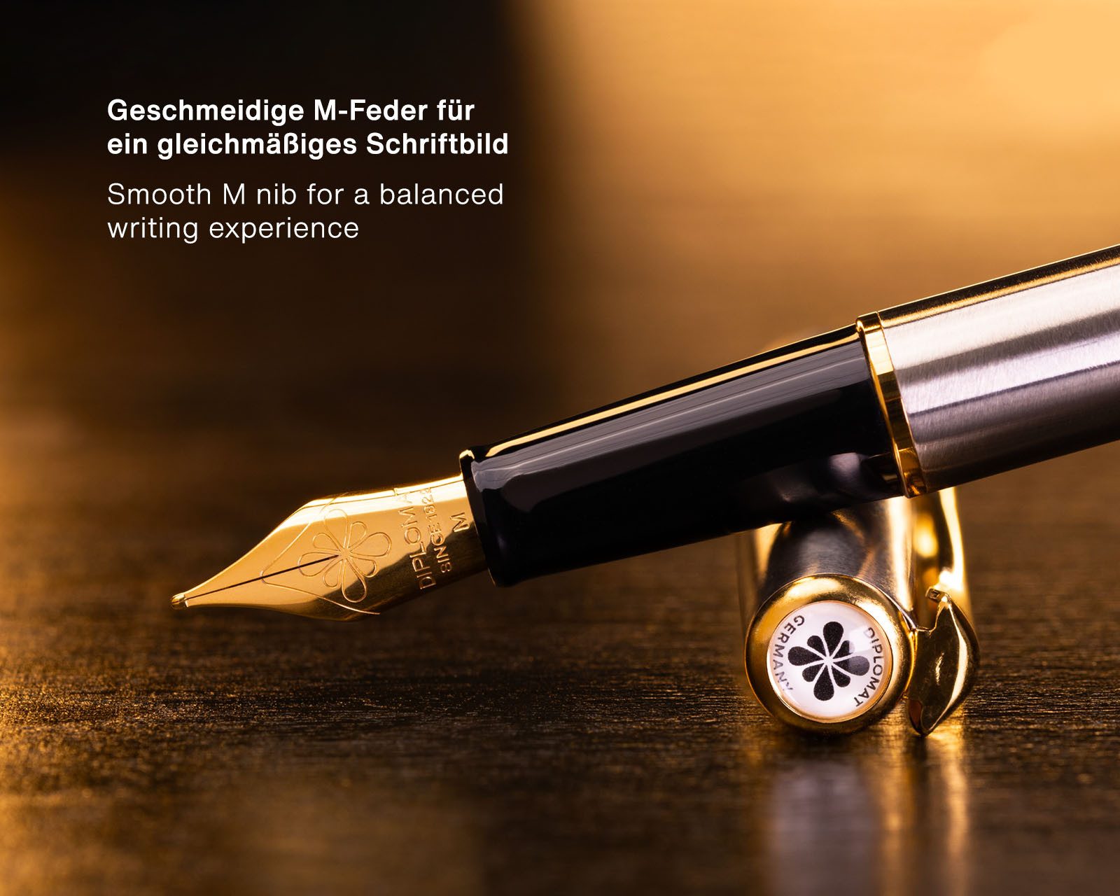 DIPLOMAT Füllhalter Füllhalter Traveller Edelstahl vergoldet, Stärke M