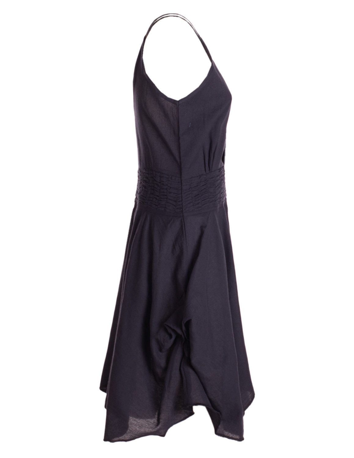 Vishes Zipfelkleid Damen Kleid Träger V-Ausschnitt Smok Gewebte Baumwolle Alternative Mode, Boho, Hippie, Ethno, Festival