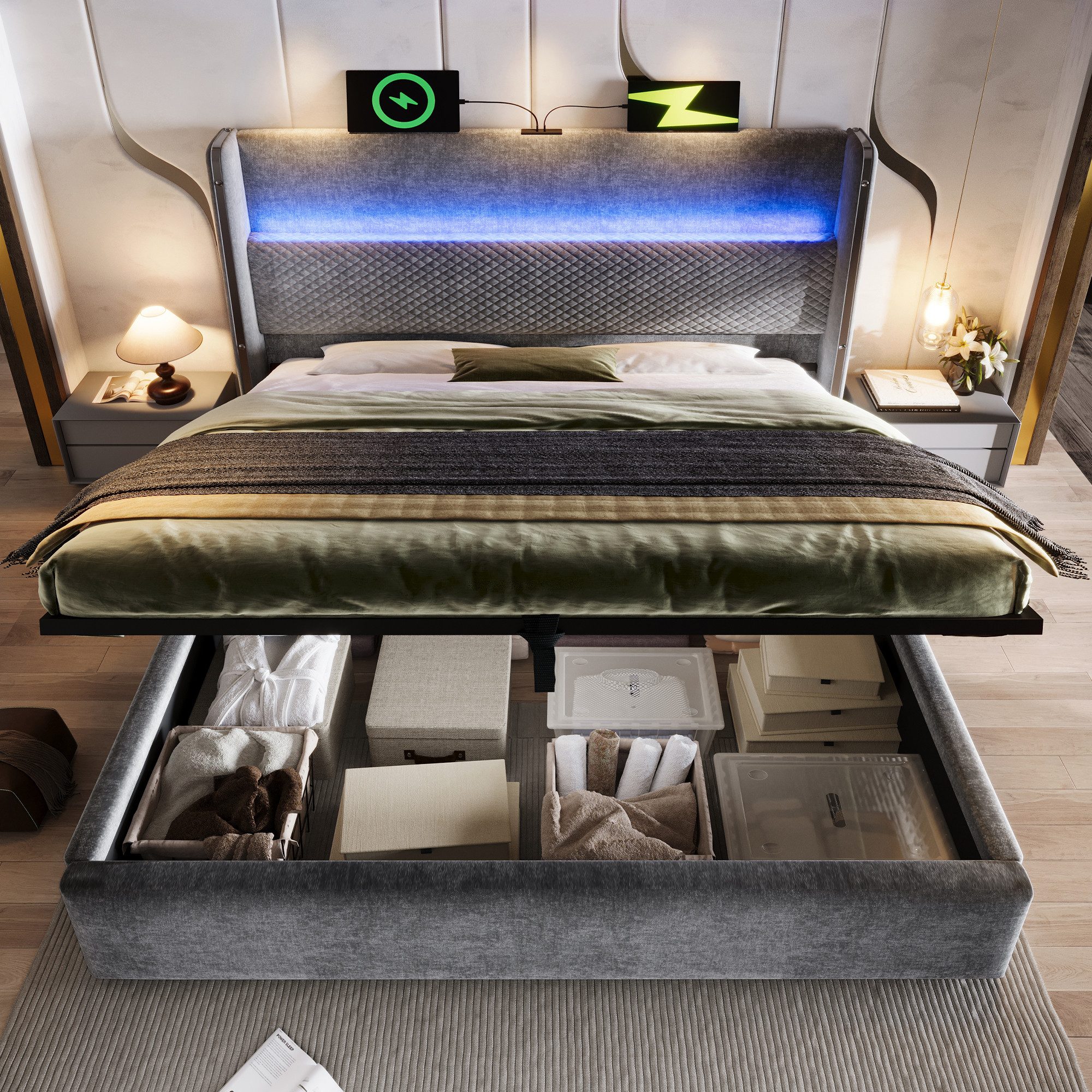 TavilaEcon Boxspringbett Modernes hydraulisches Bett mit günstig online kaufen