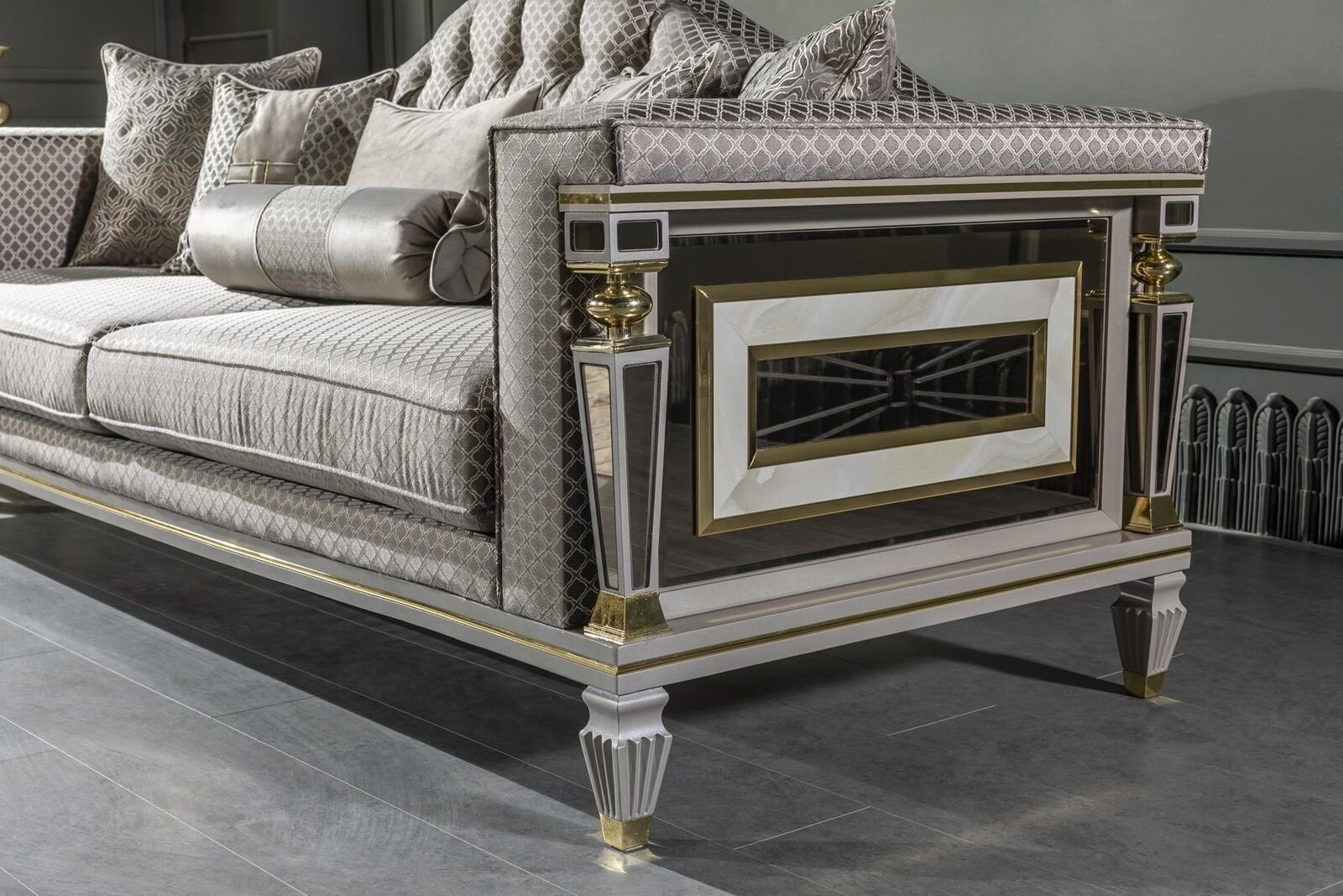JVmoebel Sofa Couch Made Luxus Dreisitzer Sofa big in xxl Europe Möbel sofas, Silber couchen Grau