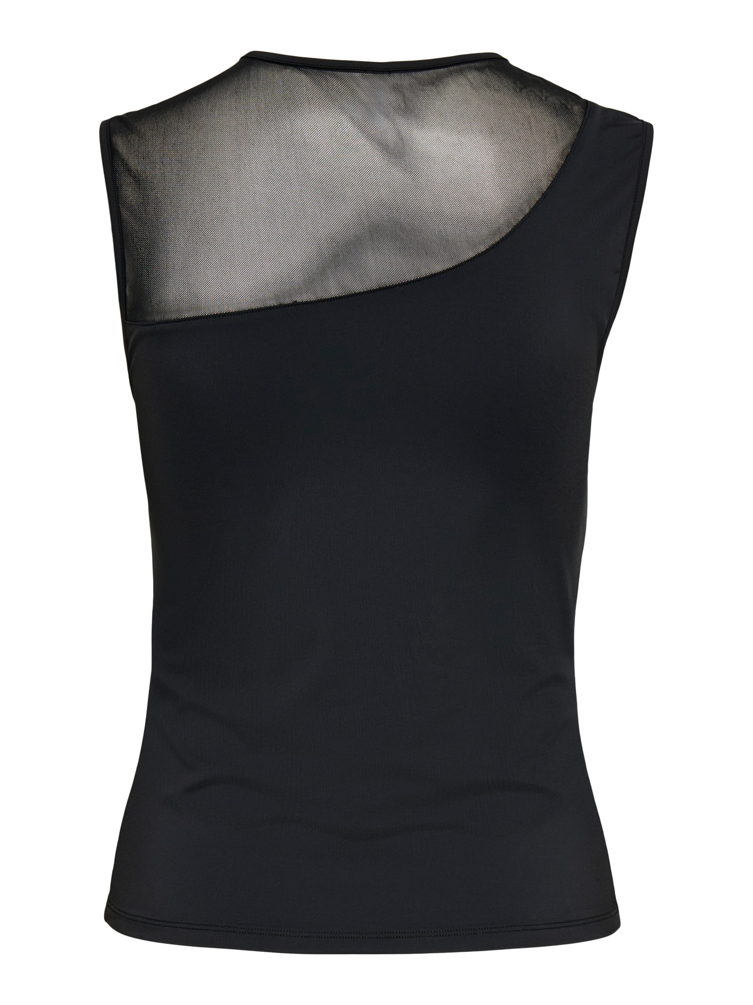 ONLY Rundhalsshirt ONLTABY S/L ASYMMETRIC MESH TOP CS JRS Materialmix, eng geschnitten – Bild 5 von 5
