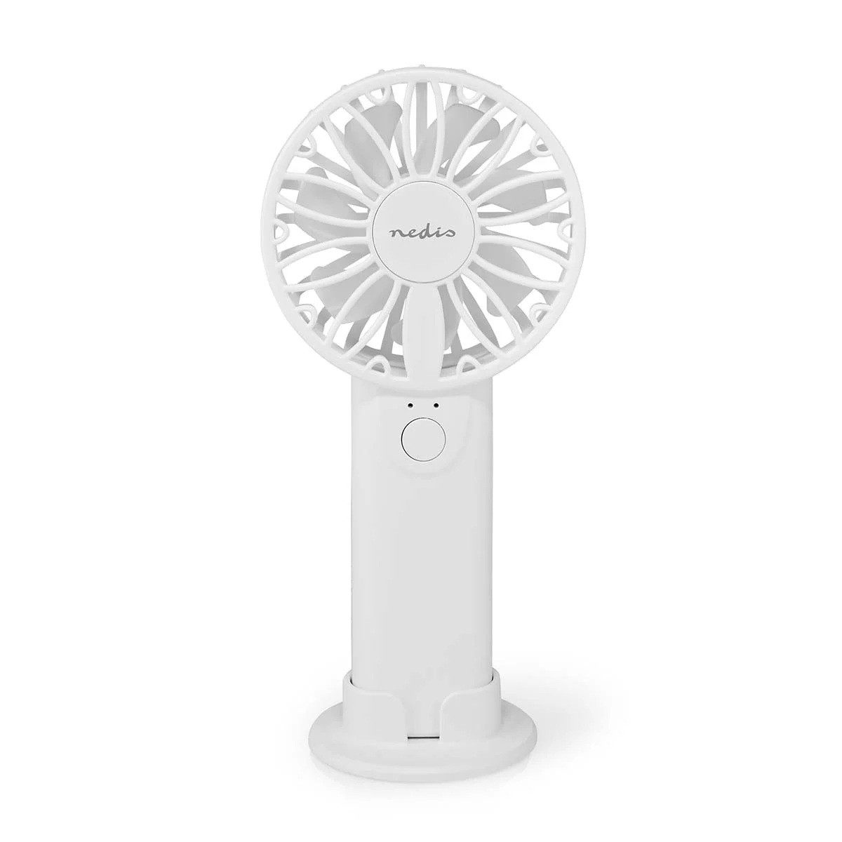 Nedis Handventilator Mini Handventilator weiß mit Tischständer 2 Stufen, 2 Geschwindigkeitsstufen