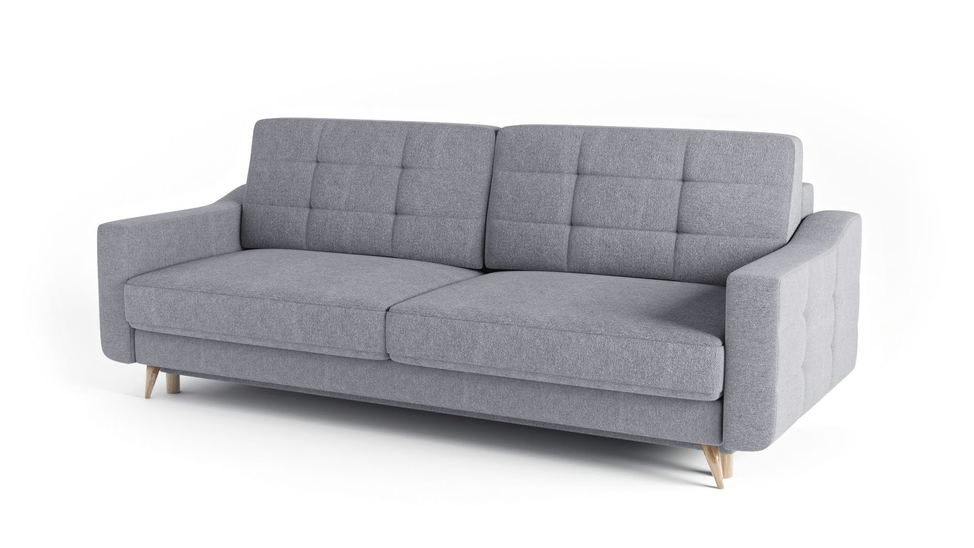 Schlaffunktion Sofa - - 3-Sitzer Dreisitzer-Sofa Toro Dreisitziges Bettzeugbehälter Grau Siblo mit