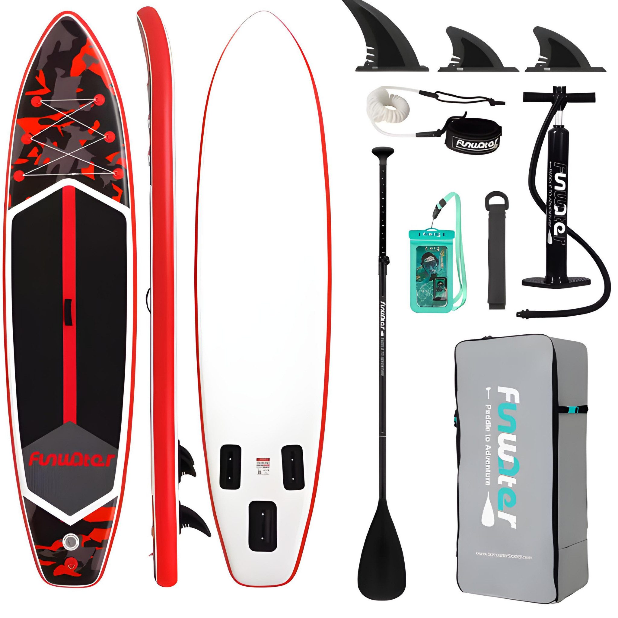 HS.SUPPLY SUP-Board Funwater SUP Board 350×84×15 cm – Aufblasbares Stand Up Paddle Set, (Set), mit Paddle, Stand Up Paddling