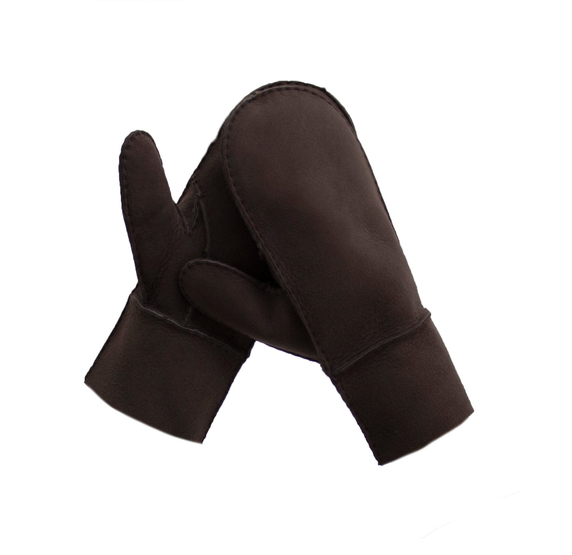 Reissner Lammfelle Lederhandschuhe Fäustlinge Faust Handschuhe Lammfell mit Veloursleder (2-St) mit umgeschlagbarem Rand – Bild 3 von 5