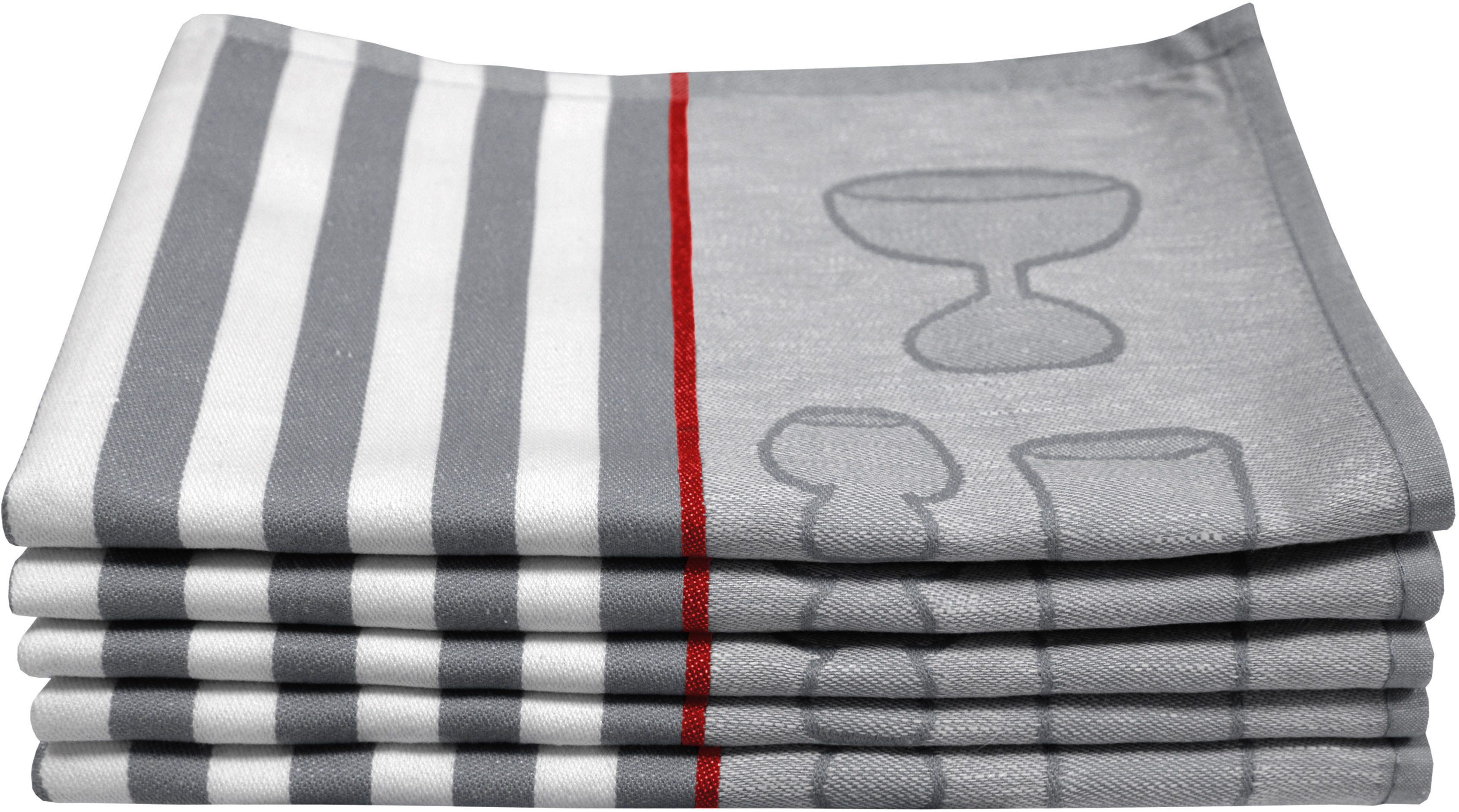 Dyckhoff Geschirrtuch Gläser / Halbleinen, (Set, 5-tlg), mit Gläser & Strei günstig online kaufen