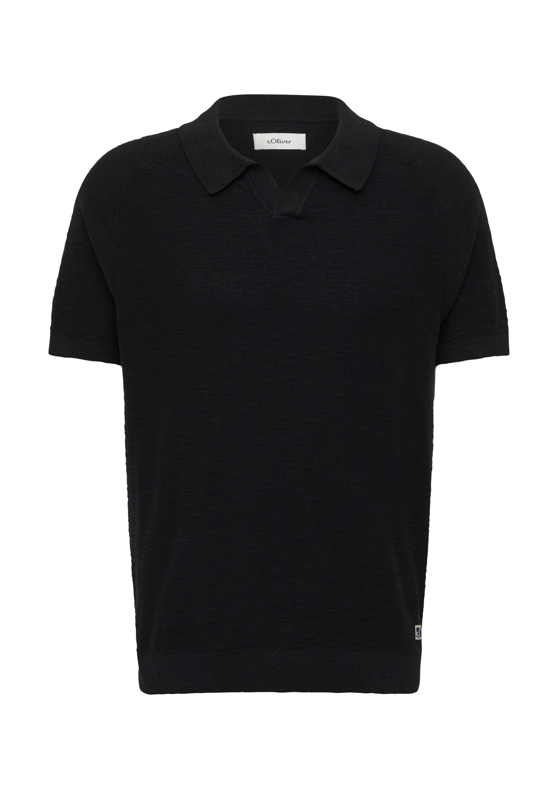 s.Oliver Kurzarmshirt Strickpullover Gestricktes Poloshirt mit Flammgarnstr günstig online kaufen
