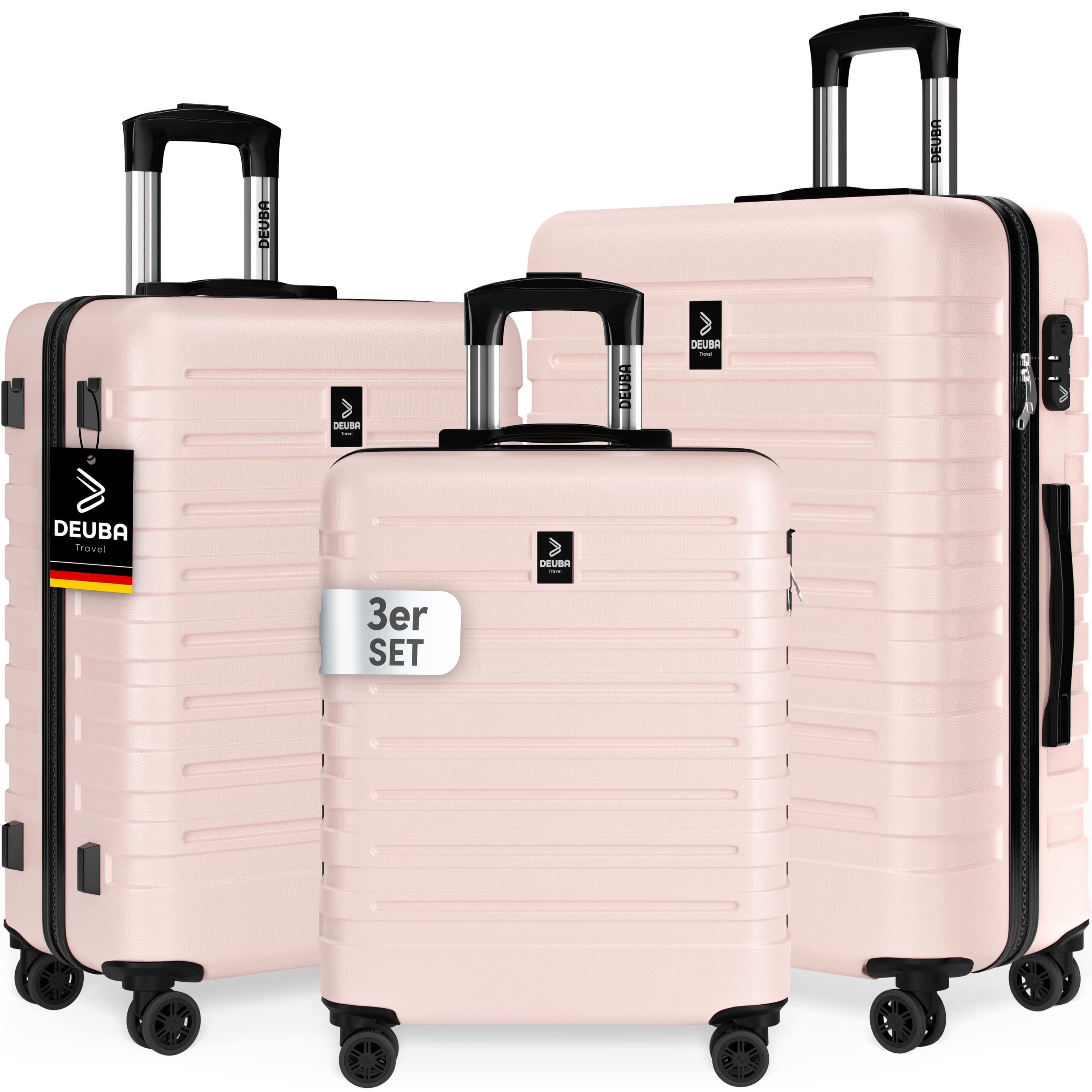 Deuba Kofferset, Handgepäck Koffer 55x40x20 Sicherer Stauraum Kreuzgurt PVC Reisekoffer