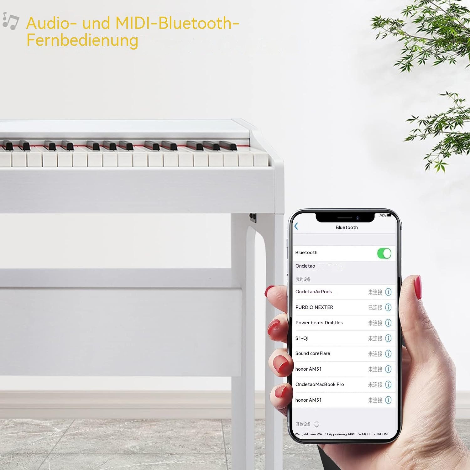 LALAHO Digitalpiano GDP-104/A-815 Elektro Klavier Digital E-Piano,Dual Bluetooth, Digital E-Piano mit 88 Tasten Hammermechanik 128 Rhythmen