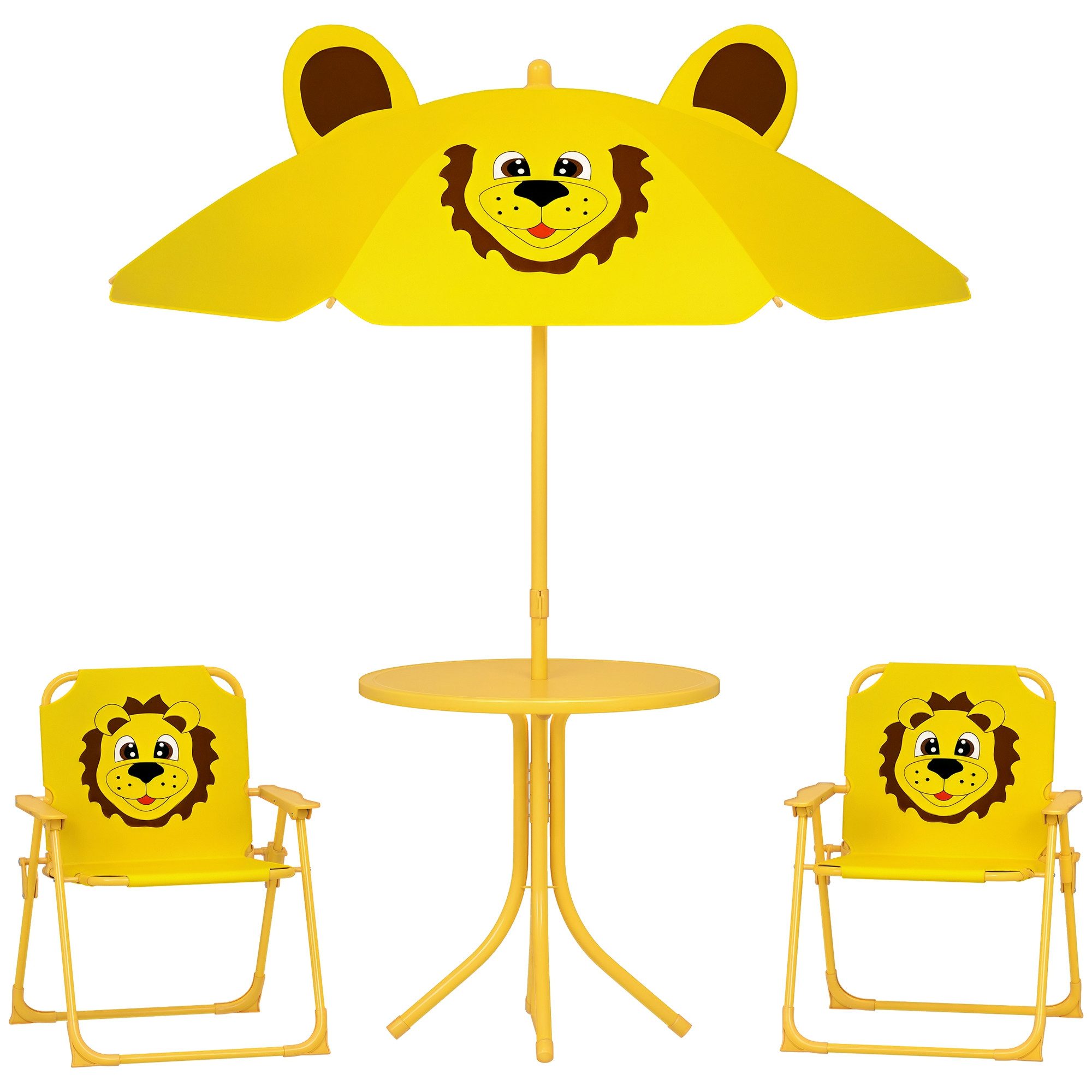AIYAPLAY Garten-Kindersitzgruppe Sitzgruppe Outdoor Gartenmöbel für Strand, (Kindertisch mit 2 Klappstühlen, 4-tlg., Kindersitzgarnitur), für Kinder 2-5 Jahre, für Garten, Hinterhof, Terrasse