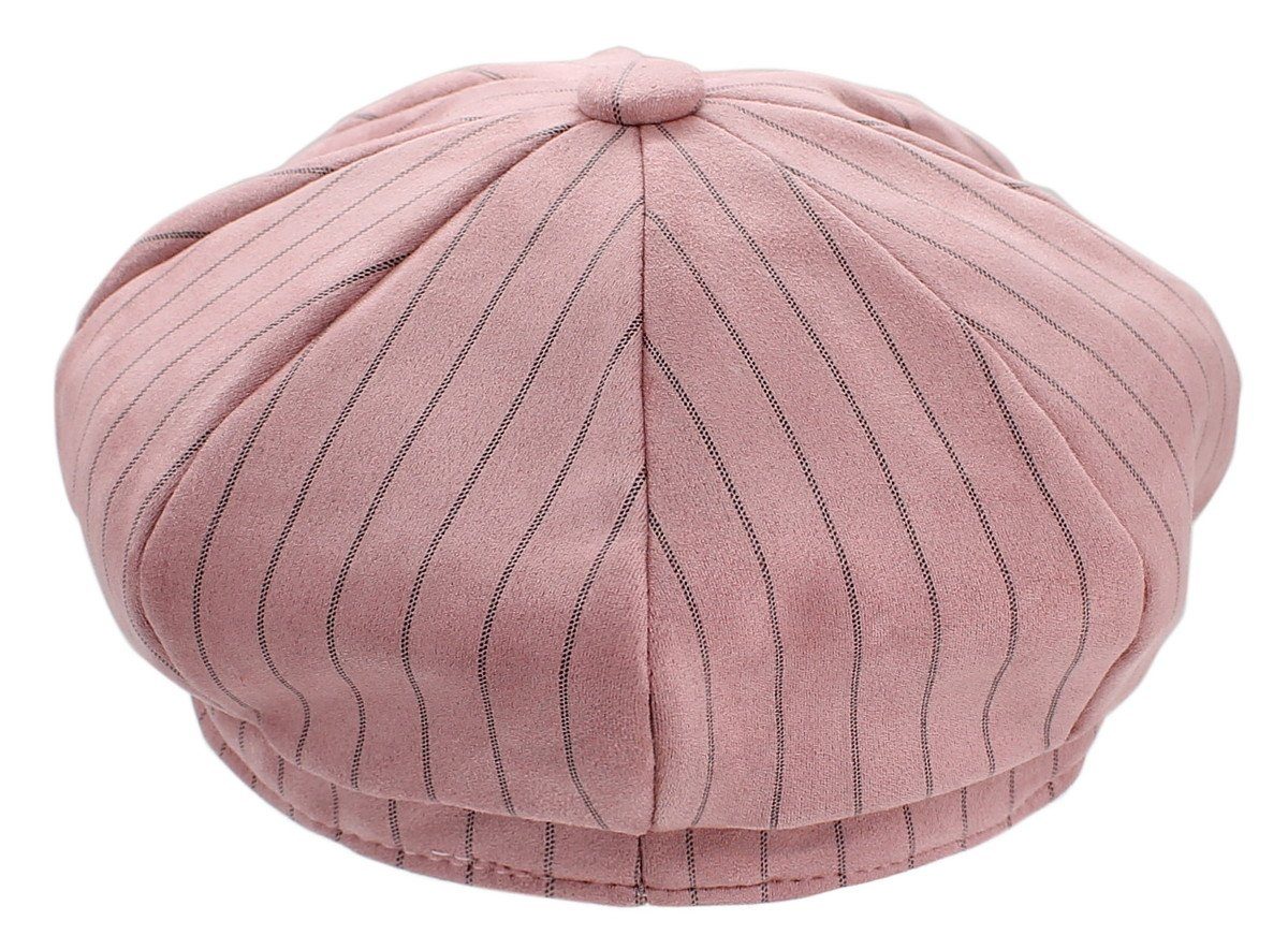 Damen Mütze Kappe Schirmmütze dy_mode Ballonmütze Gestreift Schirm Schirmmütze BM211-Rosé Newsbow Gestreift mit