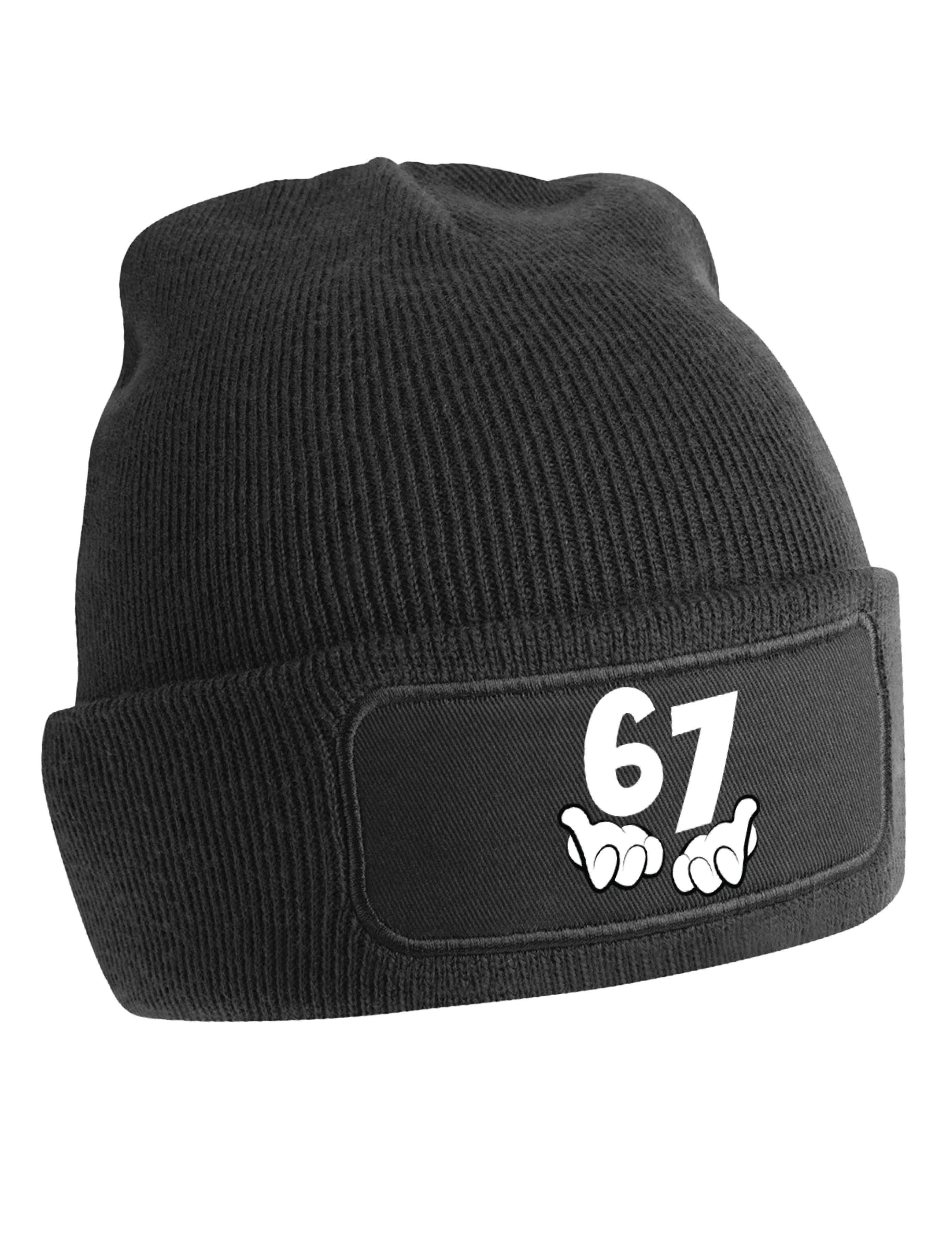 Youth Designz Beanie Unisex Kinder Beanie Mütze "67" echte Dorfkinder Print Geschenk mit lustigem Aufdruck für Jungen und Mädchen Statement