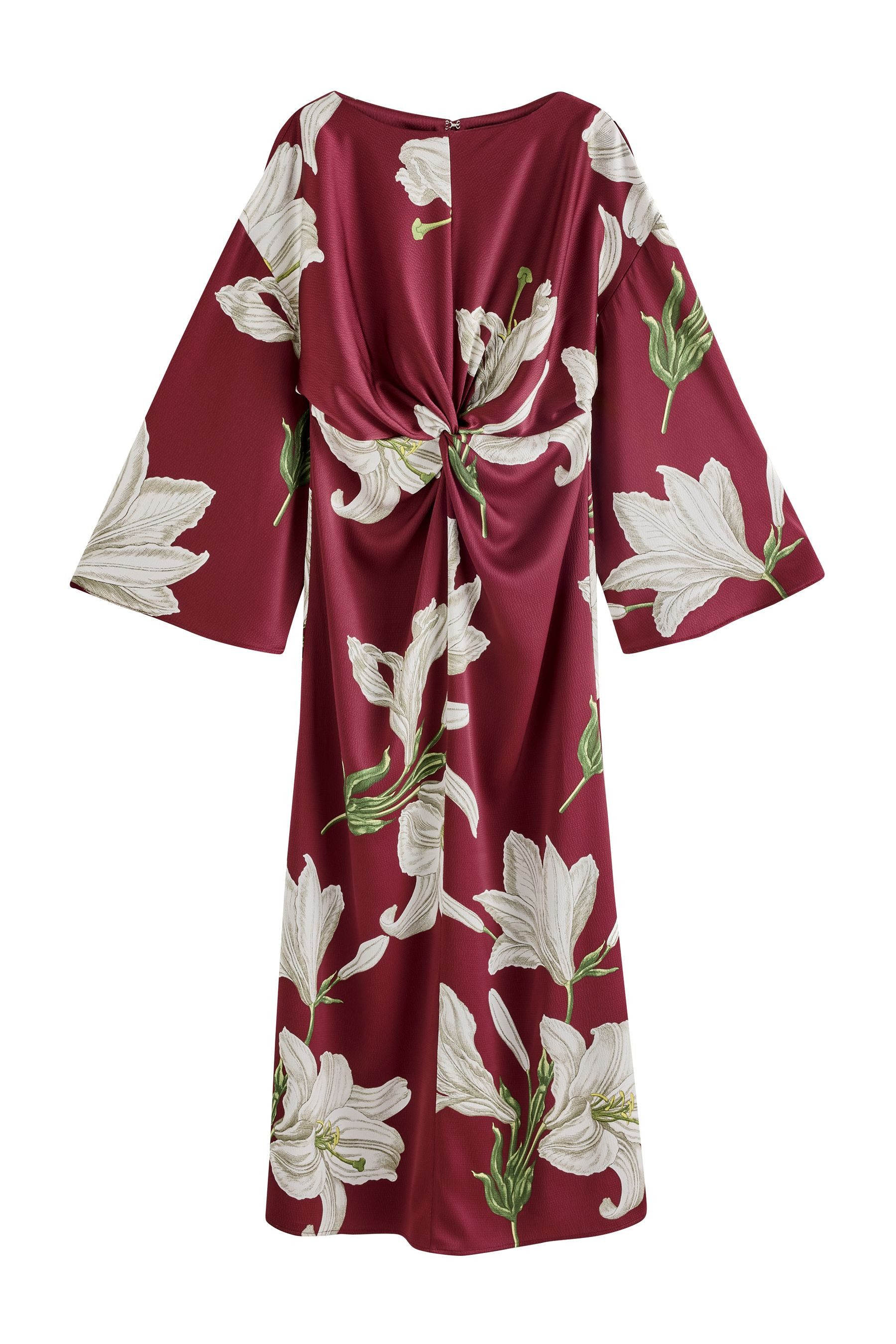 Next Maxikleid Satin-Maxikleid mit langen Ärmeln und Drehdetail (1-tlg)
