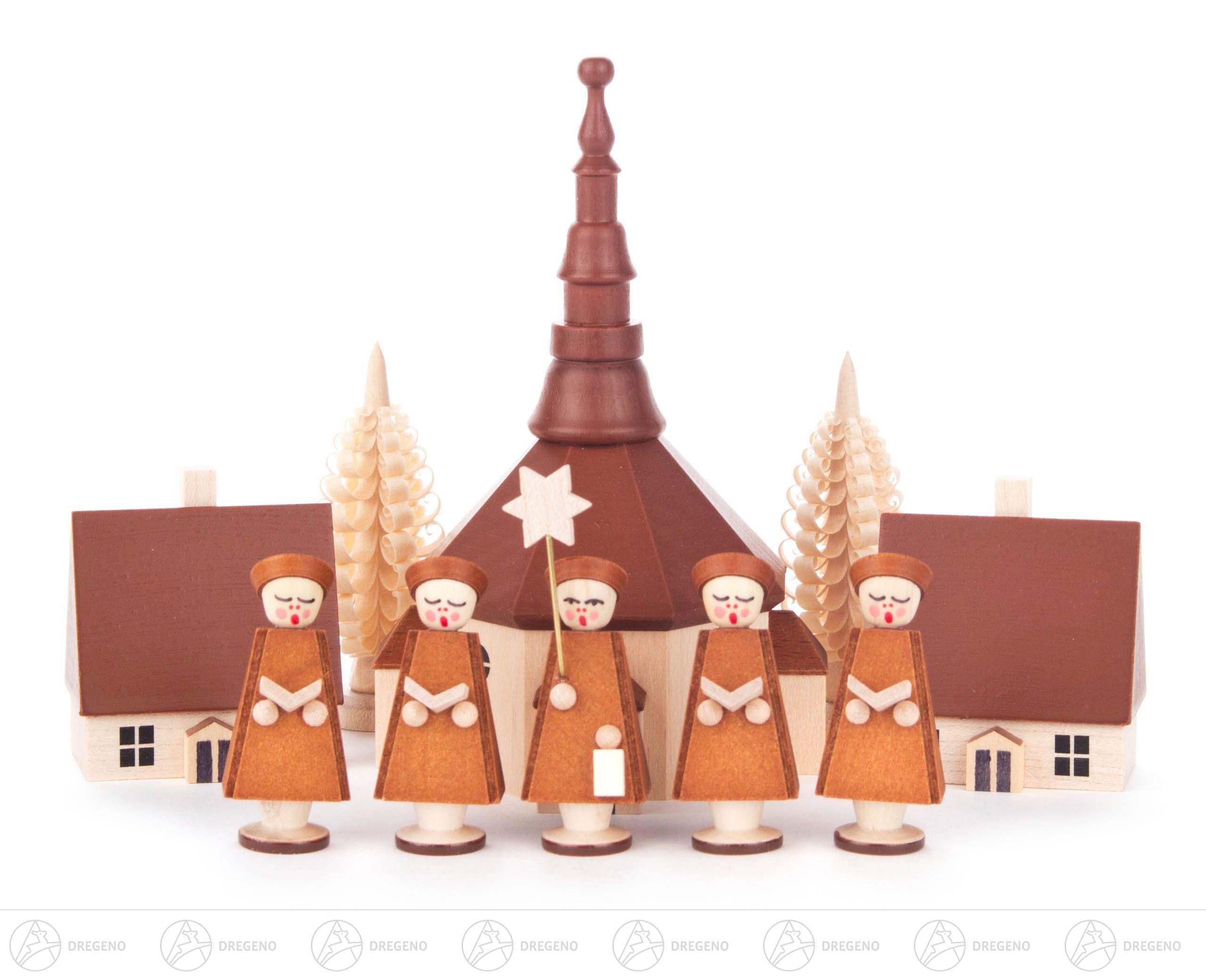 Dregeno Erzgebirge Weihnachtsfigur Kurrende mit Seiffener Dorf, natur (10) Breite x Höhe x Tiefe 6