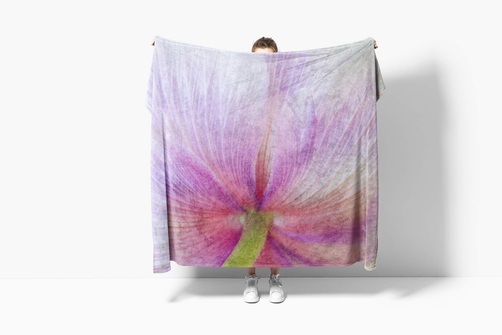 Handtuch (1-St), Blüte, Handtücher Fotomotiv Saunatuch Kuscheldecke Tulpe Baumwolle-Polyester-Mix Art Blume Handtuch Sinus mit Strandhandtuch
