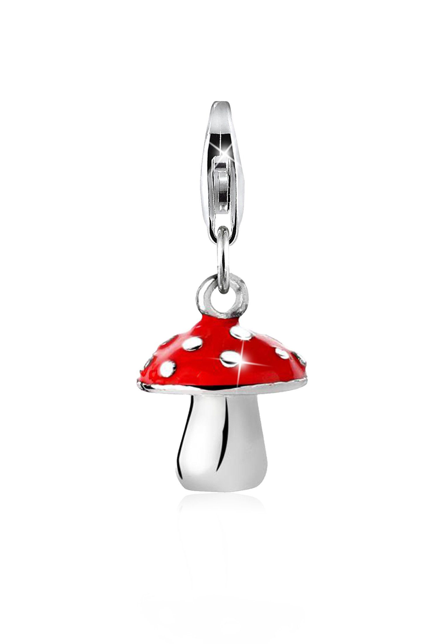 Nenalina Charm-Einhänger Fliegenpilz Pilz Emaille 925 Silber, Fliegenpilz