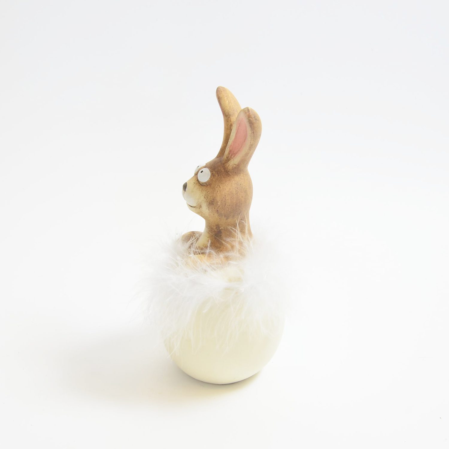 Feder mit 15 Gehlmann Keramik H Dekofigur weiß braun - aus Dekofigur cm Ostern Hase