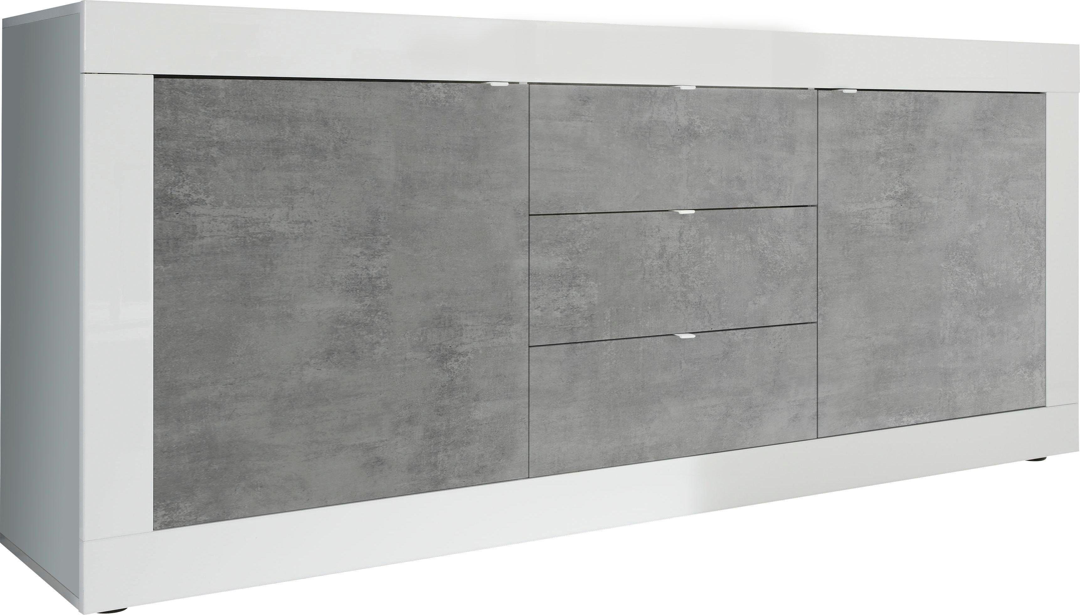 INOSIGN Sideboard Basic Breite 210 cm, Kommode 2 Türen, 3 Schubkästen, Anrichte, Metallgriff, moderne Rahmenoptik, viel Stauraum, Farbauswahl