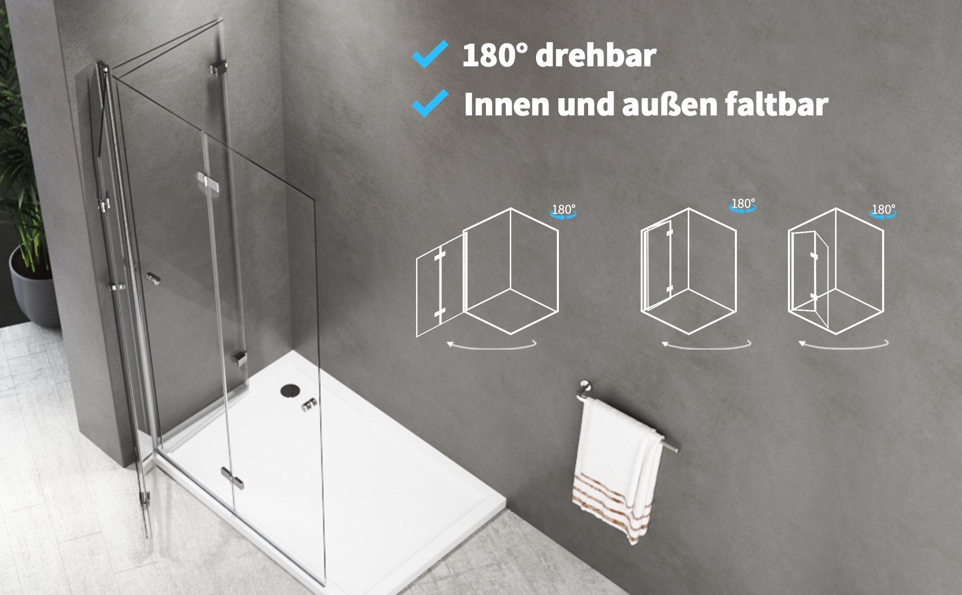 Boromal Duschwand Duschabtrennung faltbar für dusche günstig online kaufen