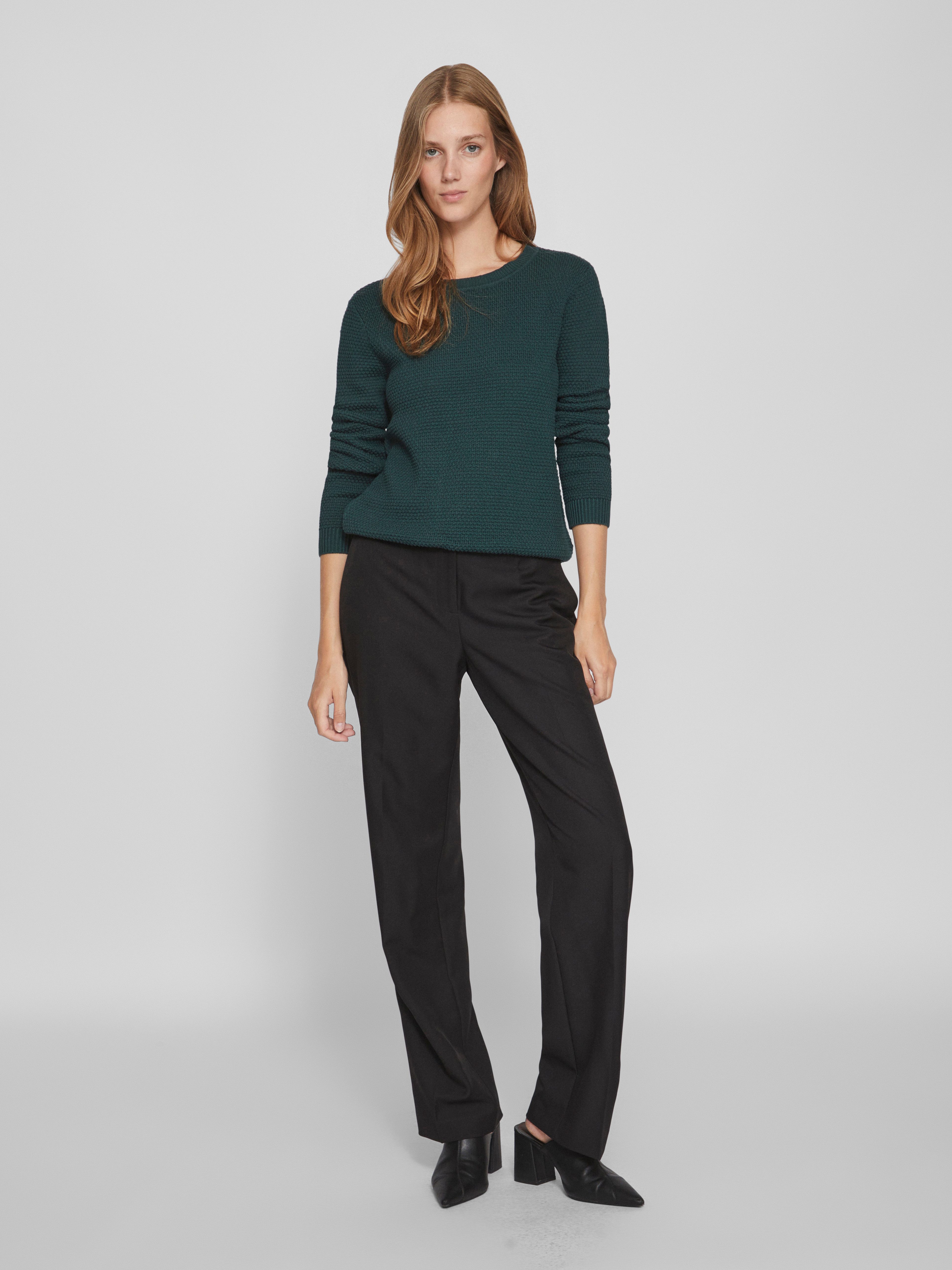 Vila Rundhalspullover VIDALO O-NECK L/S KNIT TOP- NOOS Baumwolle, regular fit – Bild 5 von 5