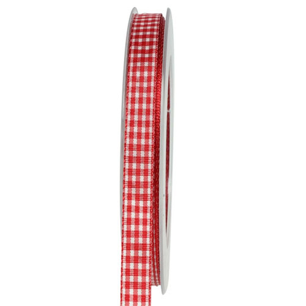 Dekoband Geschenkband 8mm x 20m Rot Karo Webkante Dekoration Weihnachten