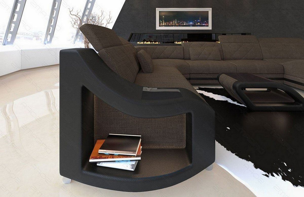 Couch Polsterstoff Sofa Swing Dreams Designersofa mit XXL H Sofa Bettfunktion wahlweise Stoffsofa, braun-schwarz Sofa Strukturstoff