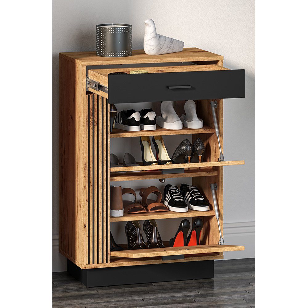 Lomadox Schuhschrank VINICA-131 Gold Craft Eiche günstig online kaufen