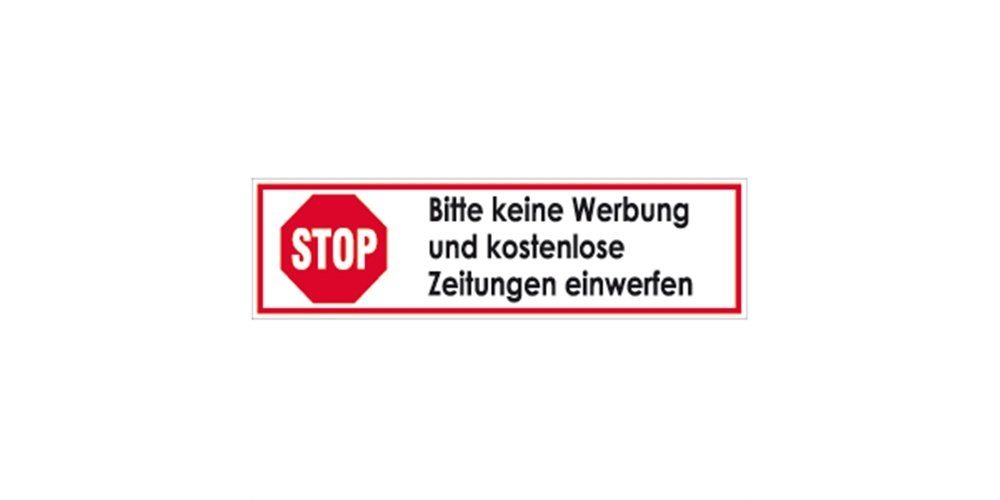 Hinweisschild STOP Bitte keine Werbung und kostenlose Zeitungen einwerfen