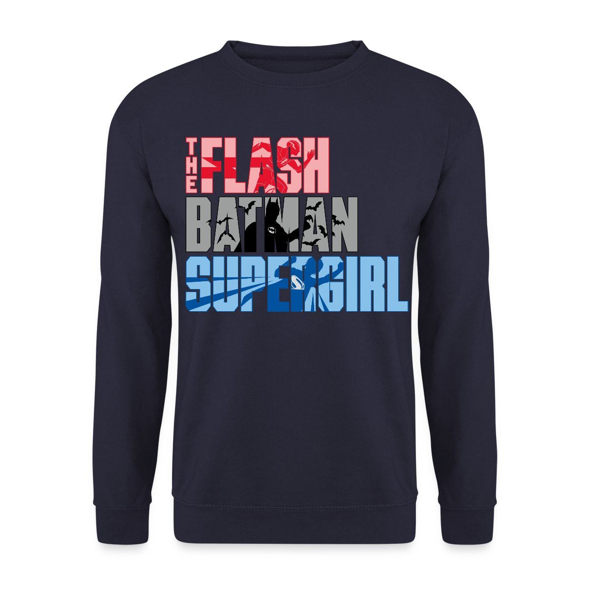 Sweatshirt The Flash Schriftzug Batman Supergirl Unisex Pullover
