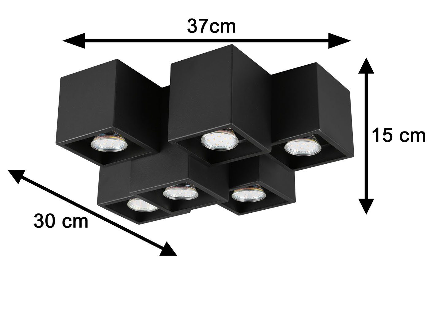 meineWunschleuchte LED Deckenstrahler, minimalistische Breite Aufbauspot-s 37cm Treppenhaus, mehrflammig Schwarz für Warmweiß