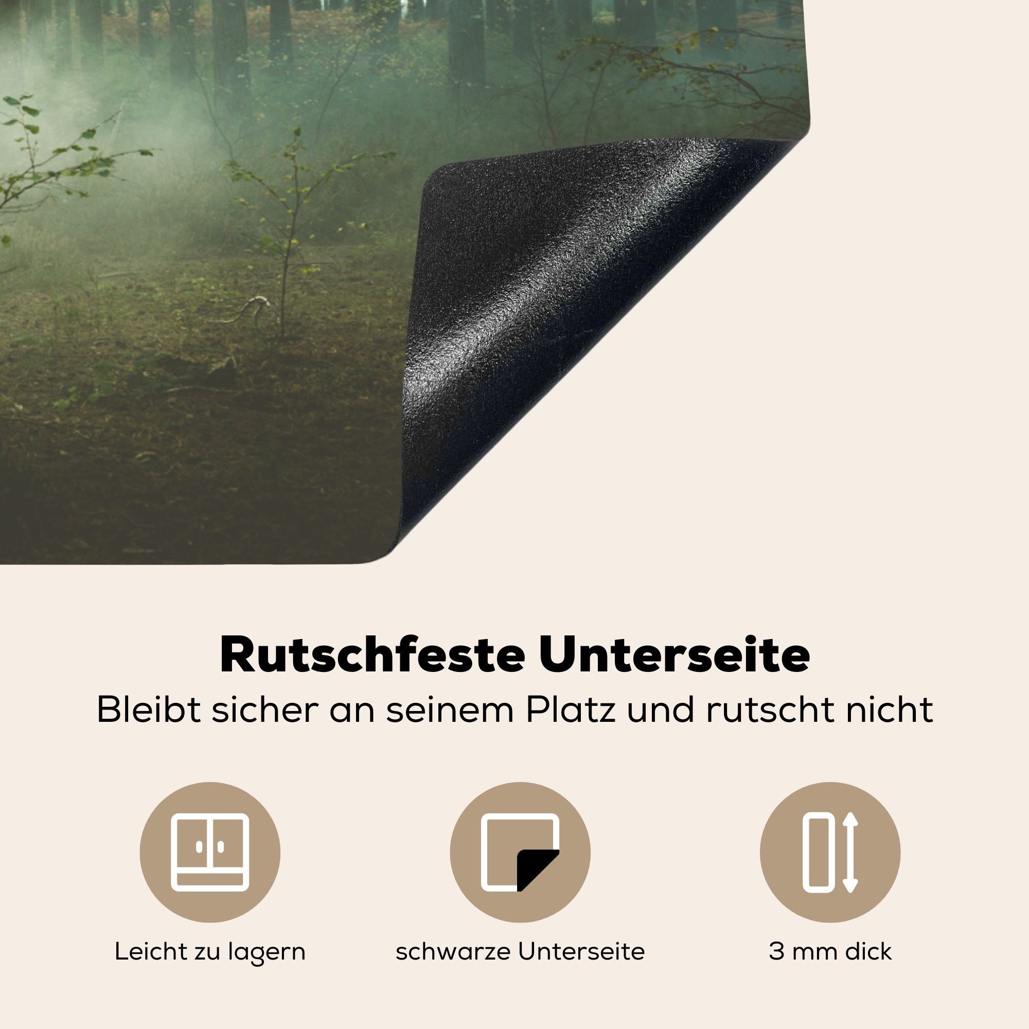 81x52 die - Induktionskochfeld küche, tlg), Herdblende-/Abdeckplatte MuchoWow Nebel Vinyl, Schutz Märchen, cm, für (1 Hexe - Ceranfeldabdeckung