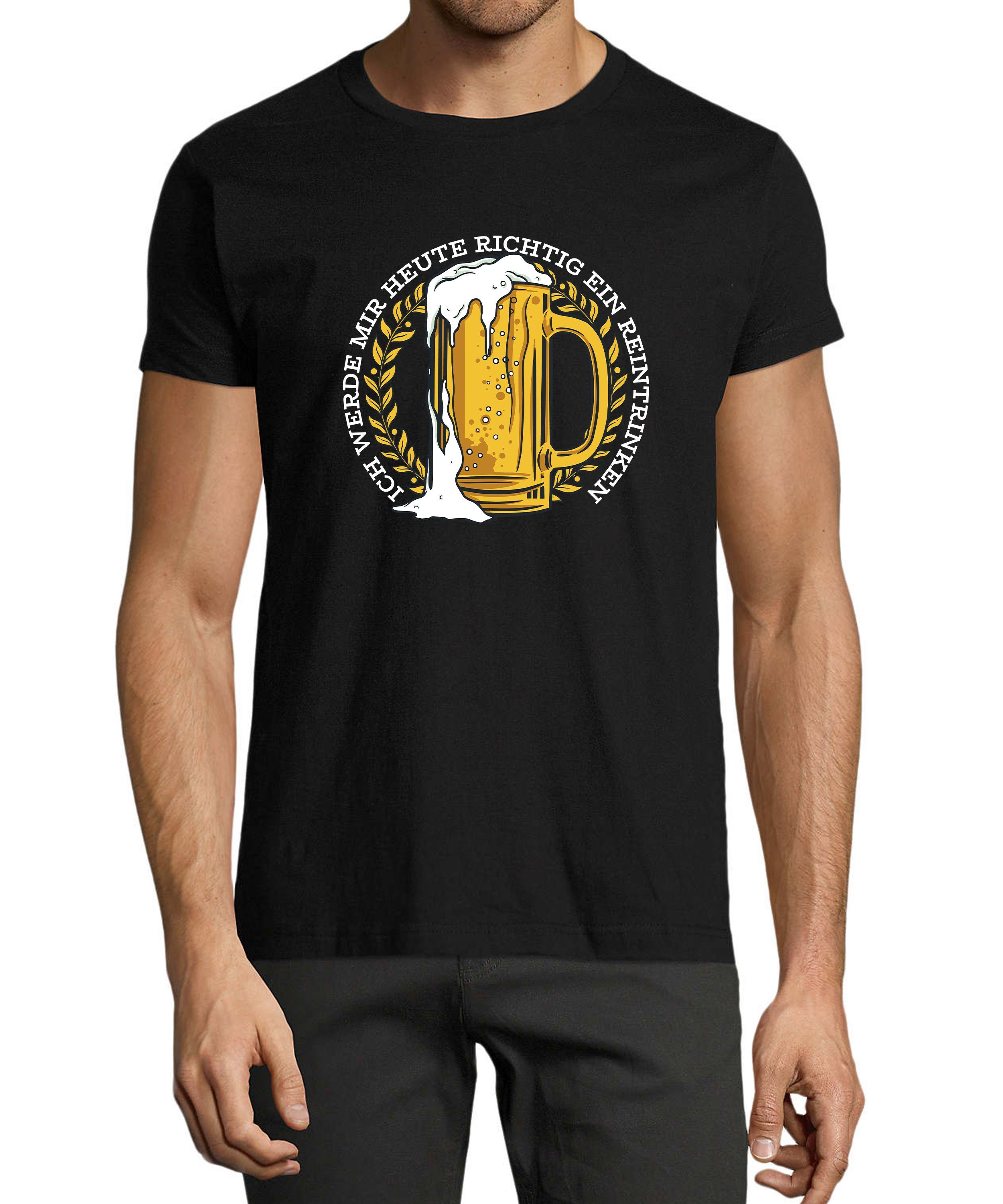 MyDesign24 T-Shirt Herren Fun Print Shirt - Oktoberfest Trinkshirt Mass Bier mit Spruch Baumwollshirt mit Aufdruck Regular Fit, i311 schwarz