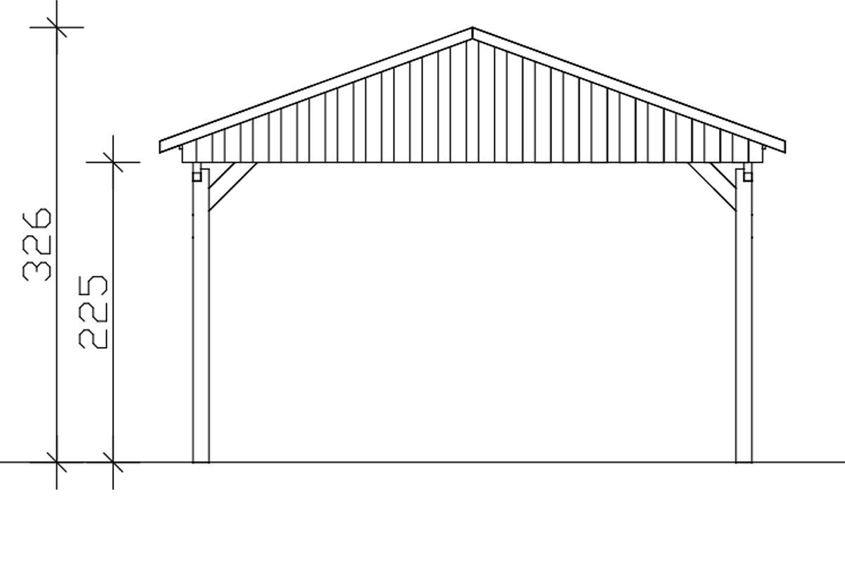 Dachlattung Einzelcarport Fichtelberg, Einfahrtshöhe, 379 cm, mit cm Skanholz BxT: 423x566