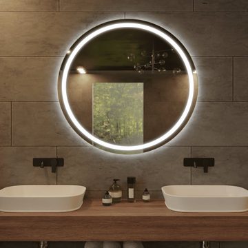 Village Design Badspiegel Rund Spiegel Cloe, Spiegel mit LED Beleuchtung, Badspiegel rund