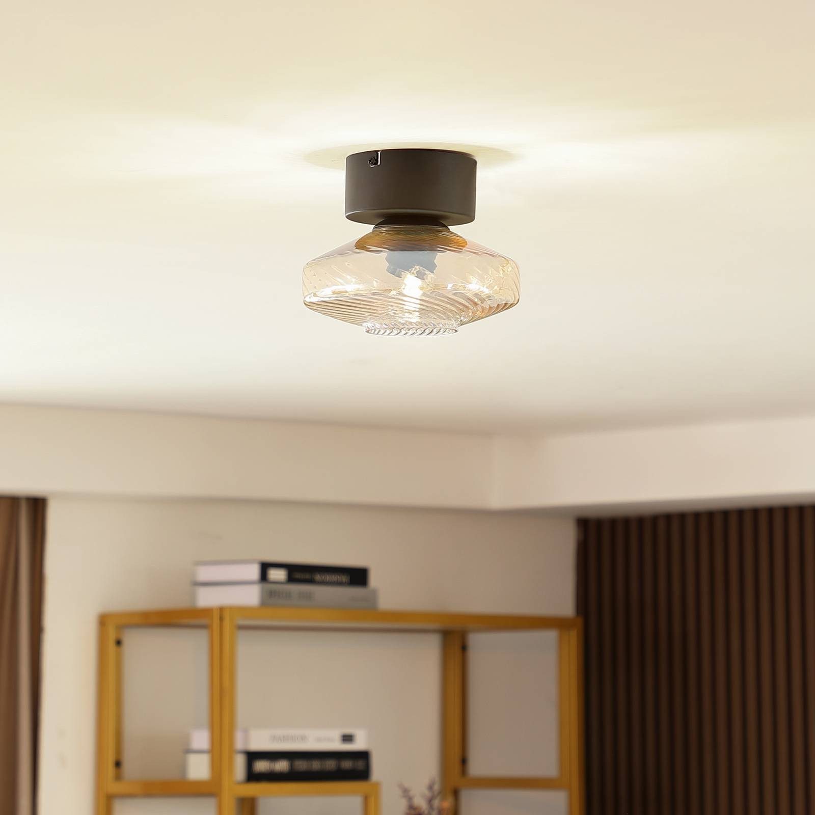 Lindby Deckenleuchten Sylphie, Glas Schwarz IP20, 1 x 15 W LED