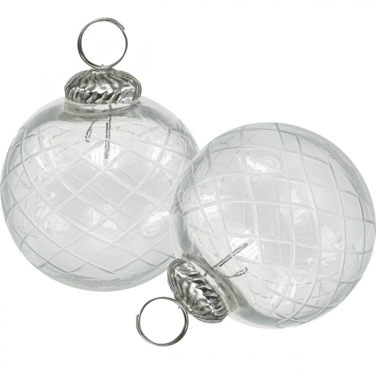 Viana Weihnachtsbaumkugel Christbaumkugeln Weihnachtskugeln durchsichtig Glas Ø7,5cm, 3 Stück