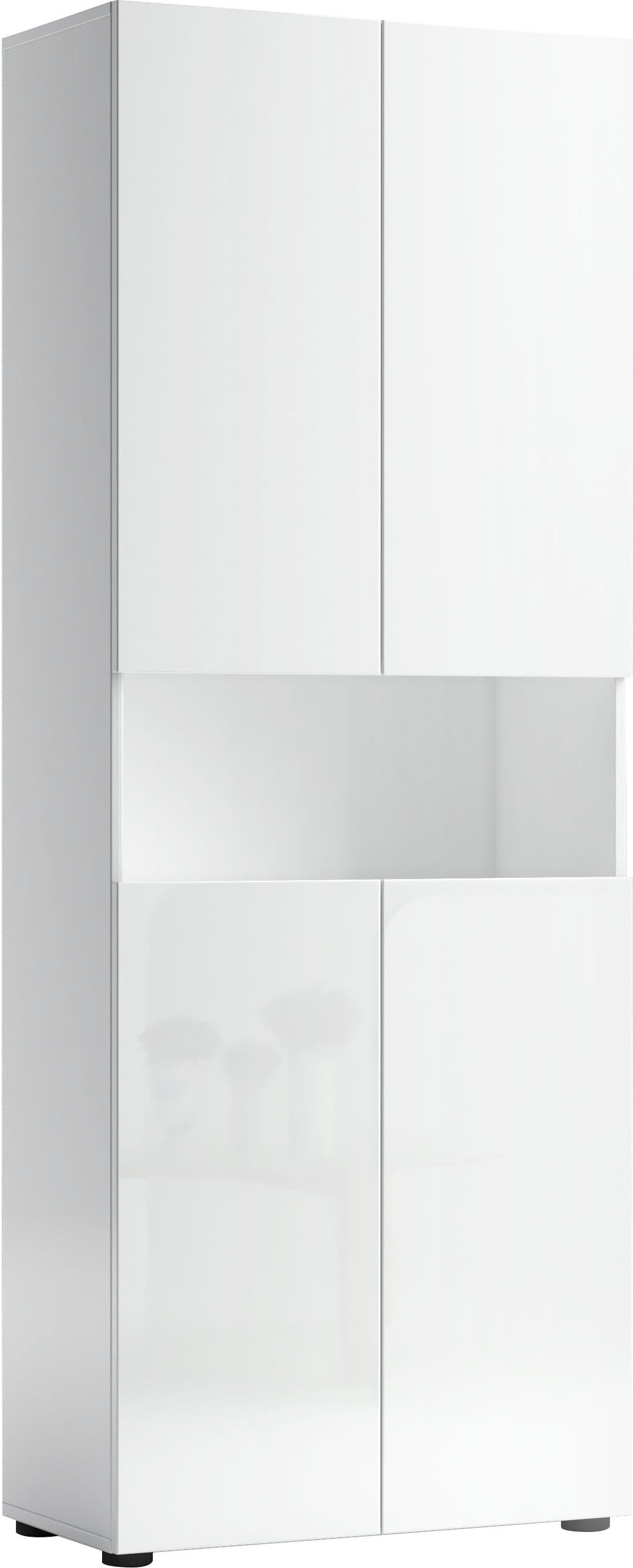 welltime Hochschrank MISTER, Hochschrank mit 6 geschlossenen und 1 offenen Fach Made in Italy,Hochglanz lackiert, Höhe 180 cm, mit Soft-Close Funktion