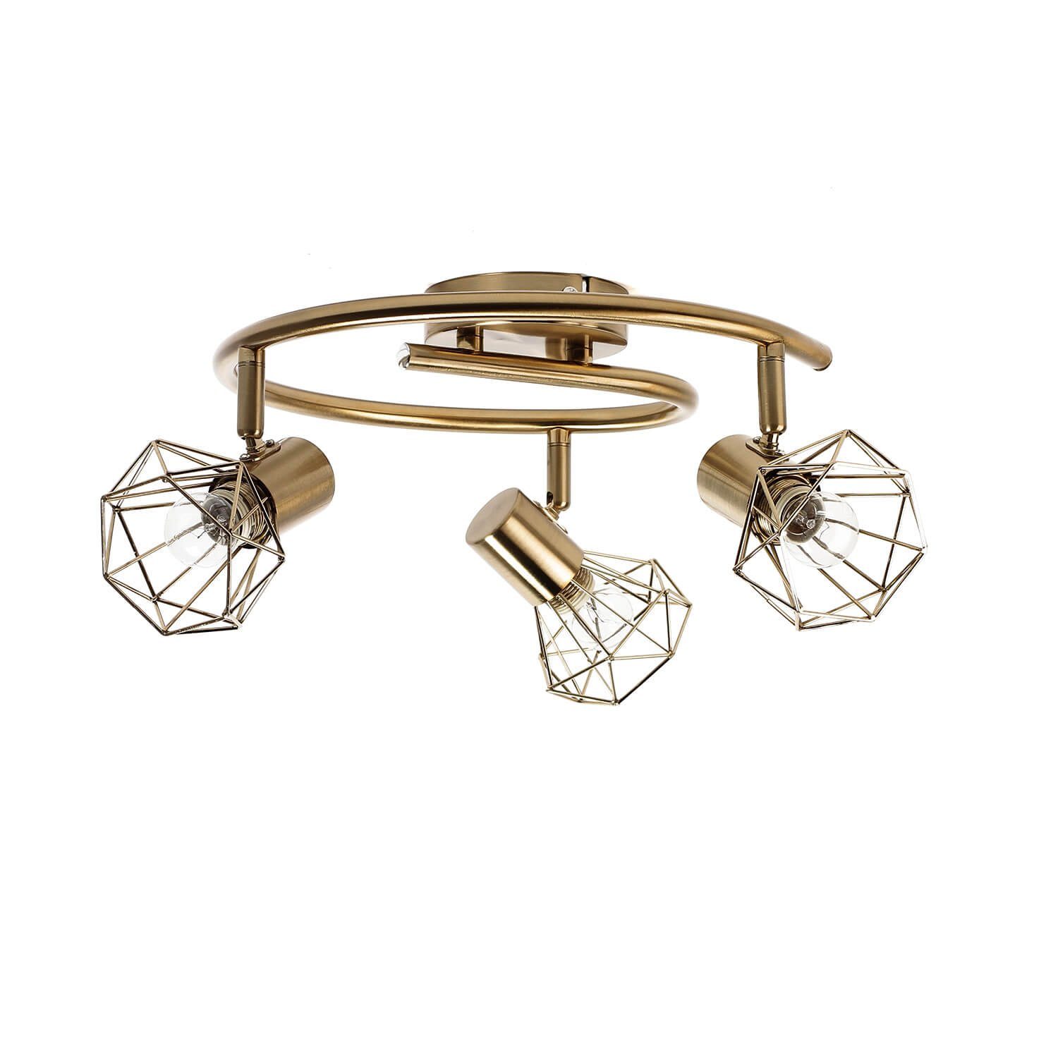 Licht-Erlebnisse Deckenstrahler MIA, ohne Leuchtmittel, Deckenstrahler Metall in Messing geometrischer Drahtschim Wohzimmer